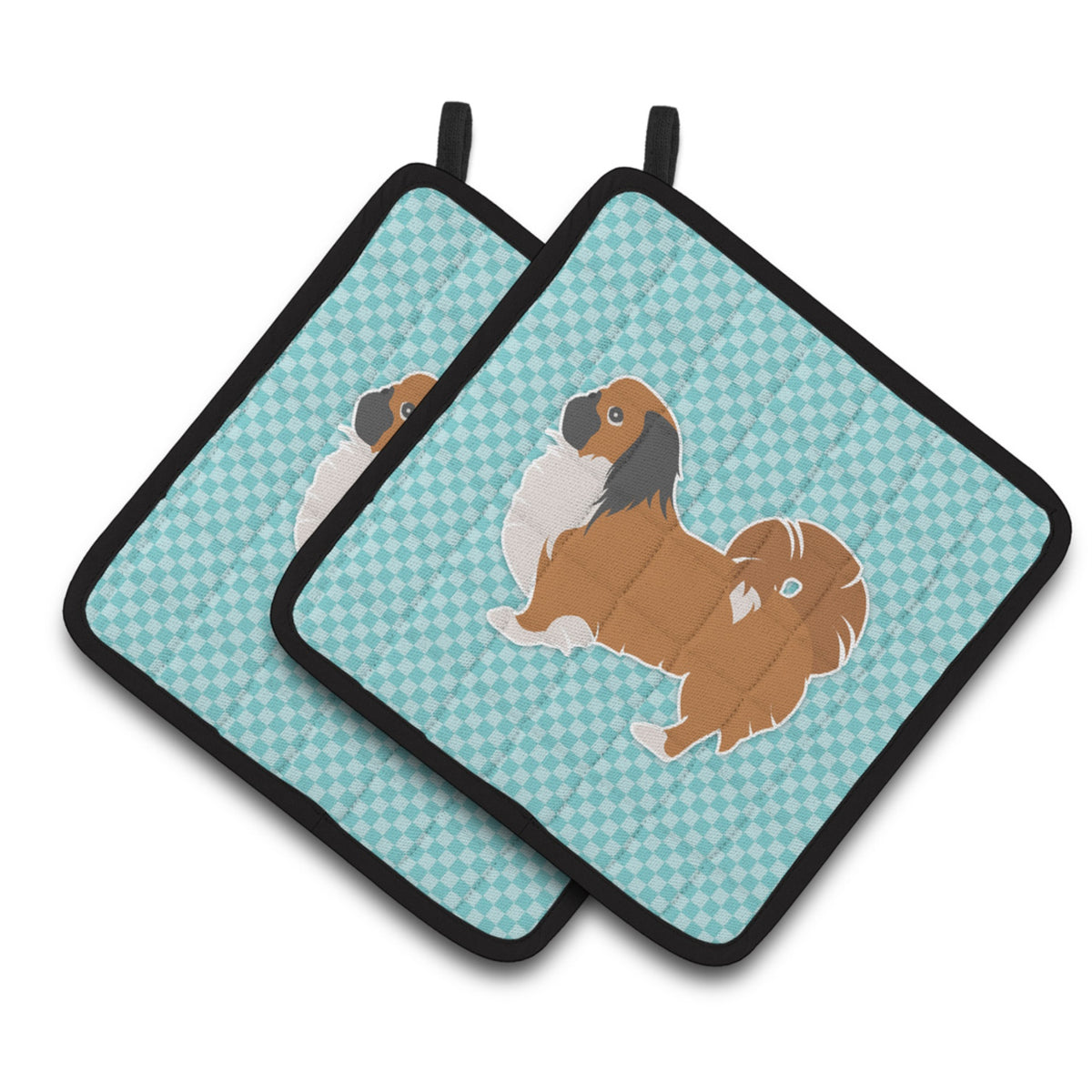 'Caroline'S Treasures Pekingese Checkerboard Blue Pair Of Pot Holders Bb3738Pthd, 7.5Hx7.5W, Multicolor''