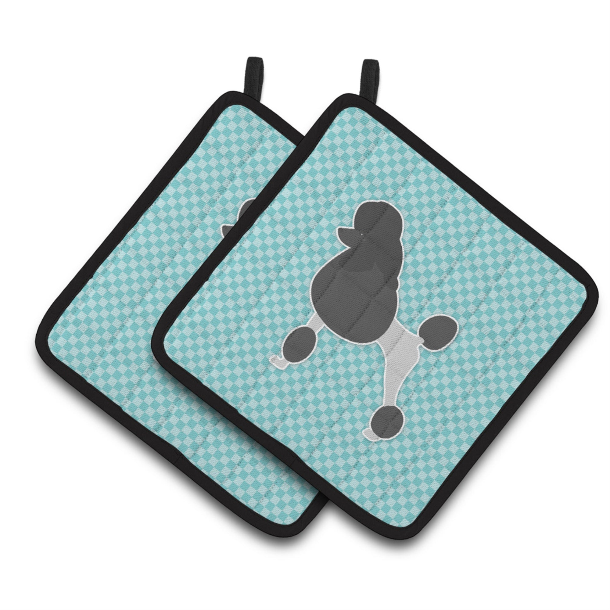 'Caroline'S Treasures Poodle Checkerboard Blue Pair Of Pot Holders Bb3739Pthd, 7.5Hx7.5W, Multicolor''