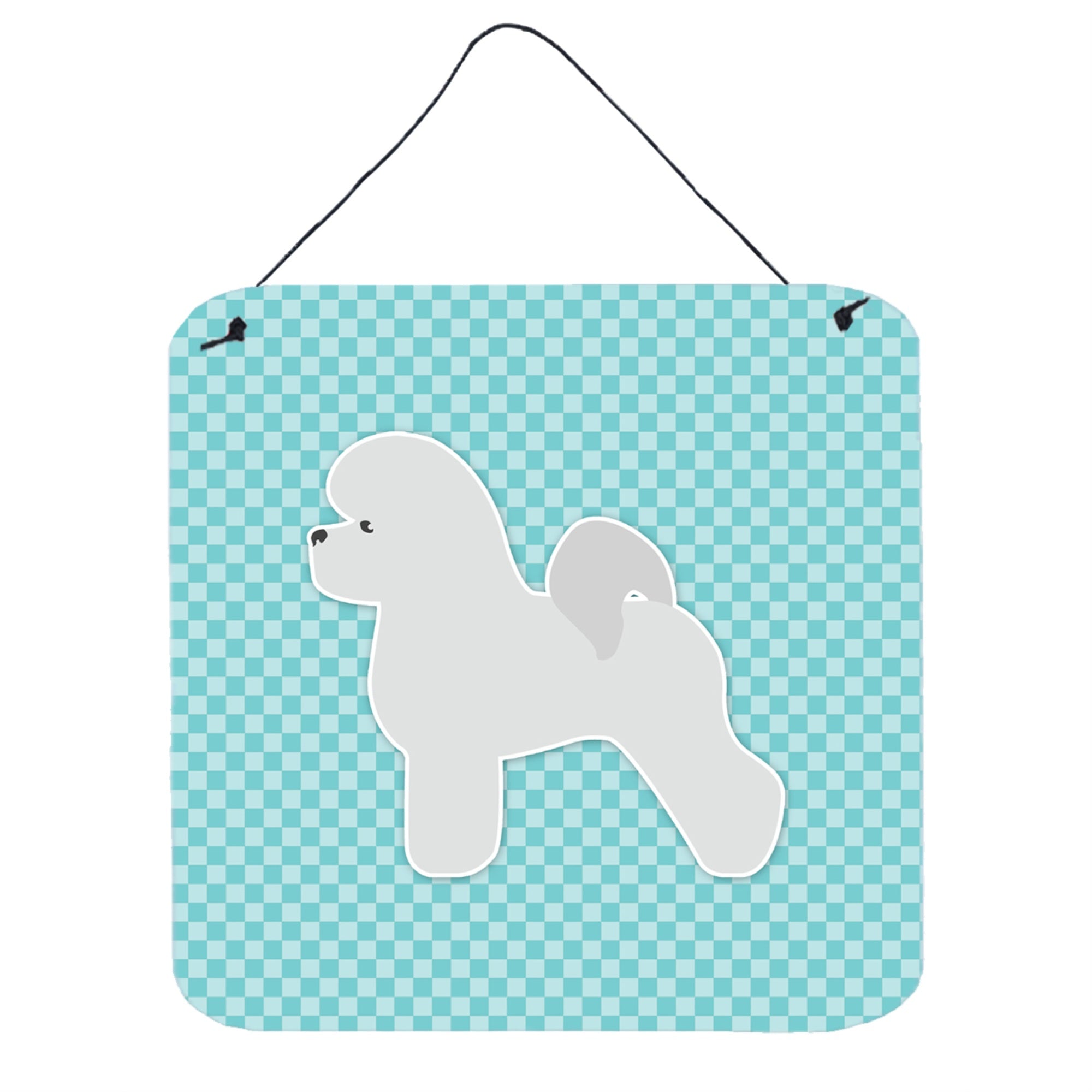 'Caroline'S Treasures Bichon Frise Checkerboard Blue Wall Or Door Hanging Prints Bb3745Ds66, 6'''' X 6'''', Multicolor''