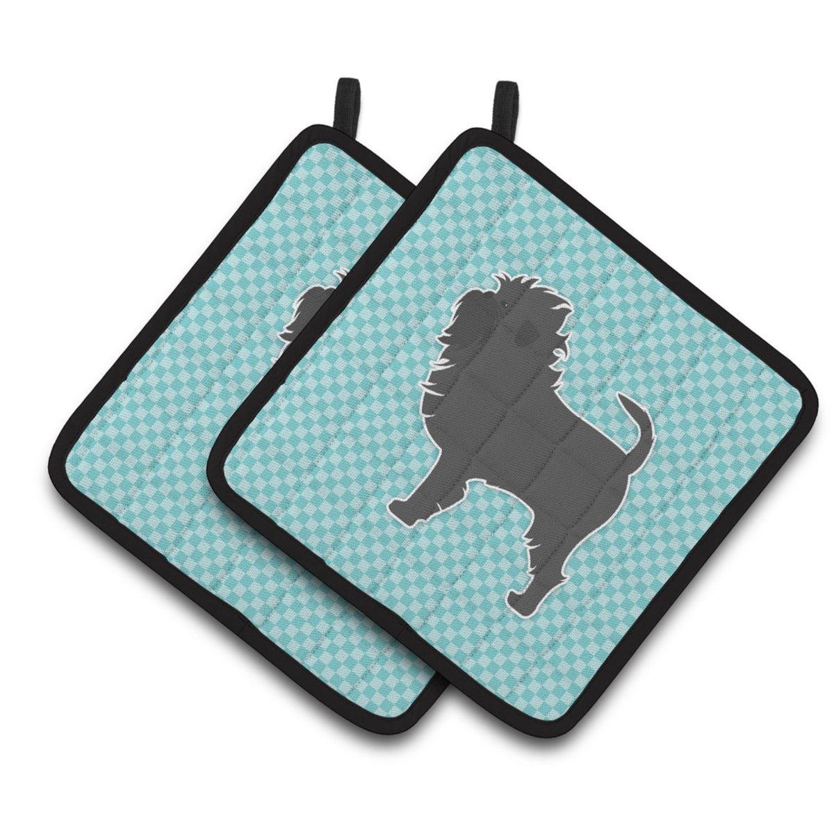 'Caroline'S Treasures Affenpinscher Checkerboard Blue Pair Of Pot Holders Bb3748Pthd, 7.5Hx7.5W, Multicolor''