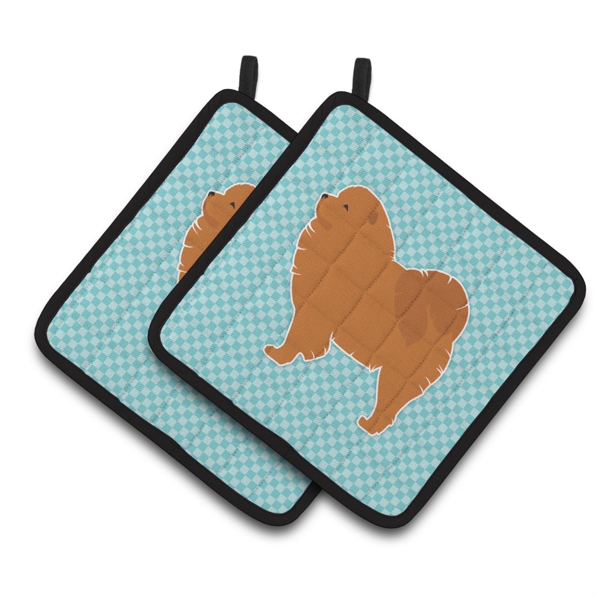 'Caroline'S Treasures Chow Checkerboard Blue Pair Of Pot Holders Bb3751Pthd, 7.5Hx7.5W, Multicolor''