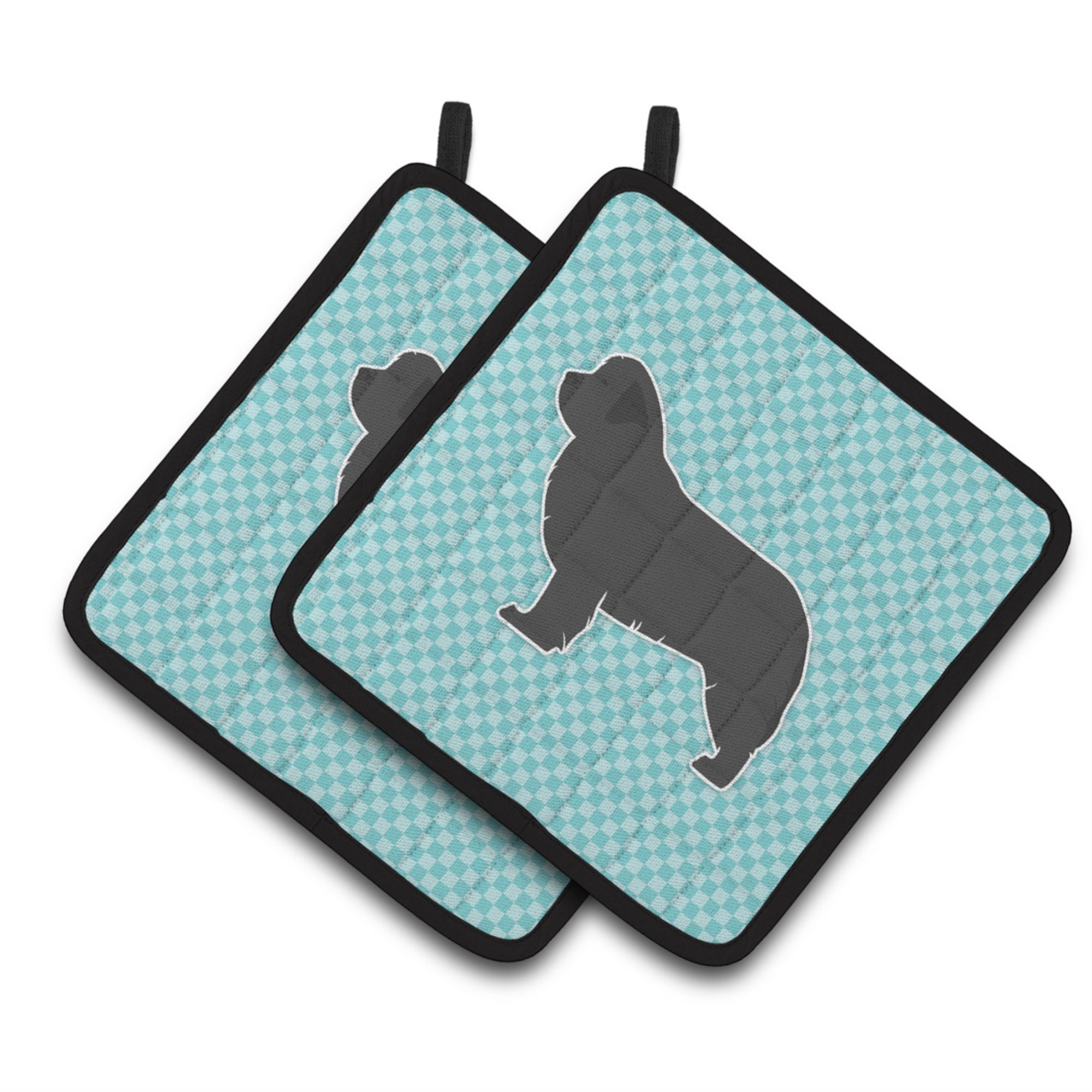 'Caroline'S Treasures Newfoundland Checkerboard Blue Pair Of Pot Holders Bb3764Pthd, 7.5Hx7.5W, Multicolor''