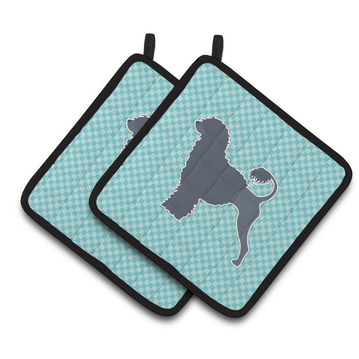 'Caroline'S Treasures Portuguese Water Dog Checkerboard Blue Pair Of Pot Holders Bb3768Pthd, 7.5Hx7.5W, Multicolor''