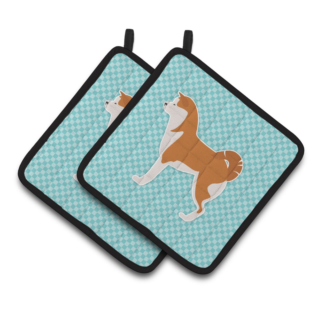 'Caroline'S Treasures Akita Checkerboard Blue Pair Of Pot Holders Bb3772Pthd, 7.5Hx7.5W, Multicolor''