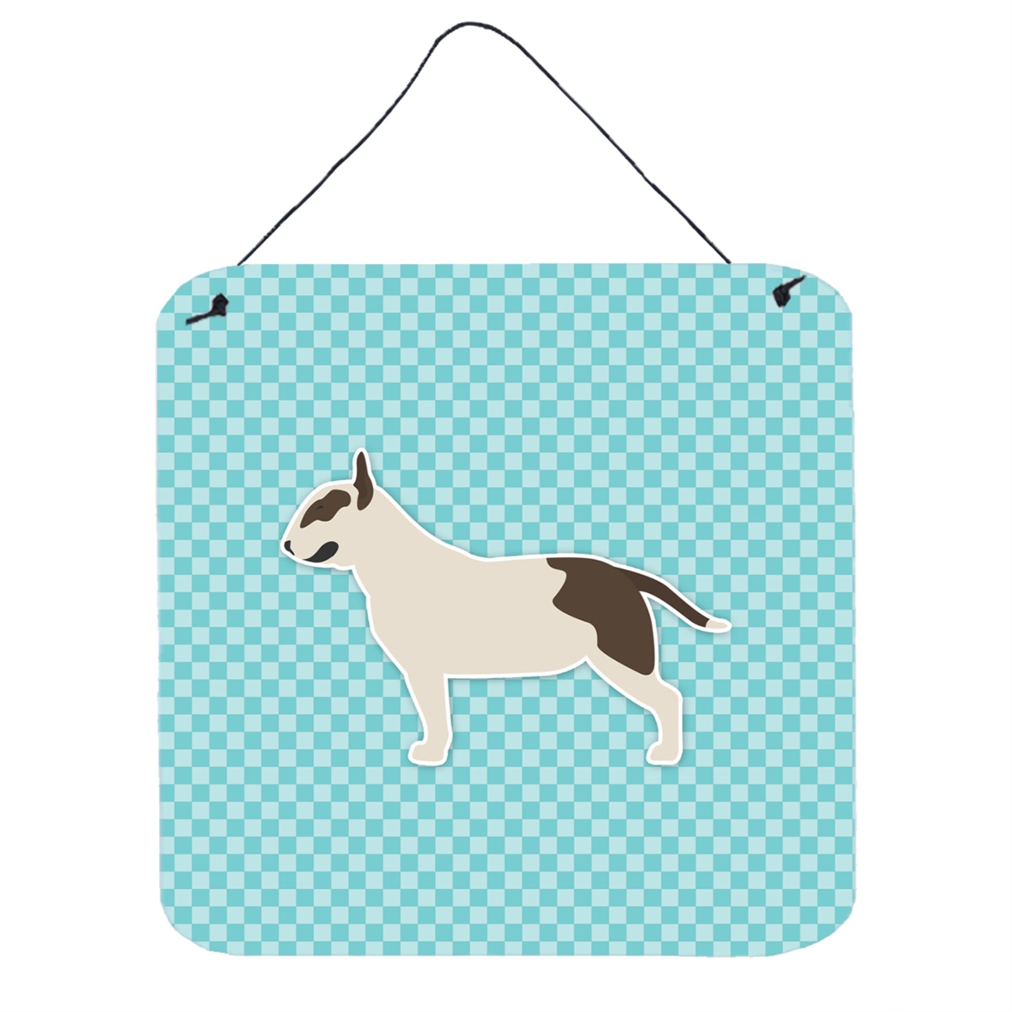 'Caroline'S Treasures Bull Terrier Checkerboard Blue Wall Or Door Hanging Prints Bb3778Ds66, 6'''' X 6'''', Multicolor''