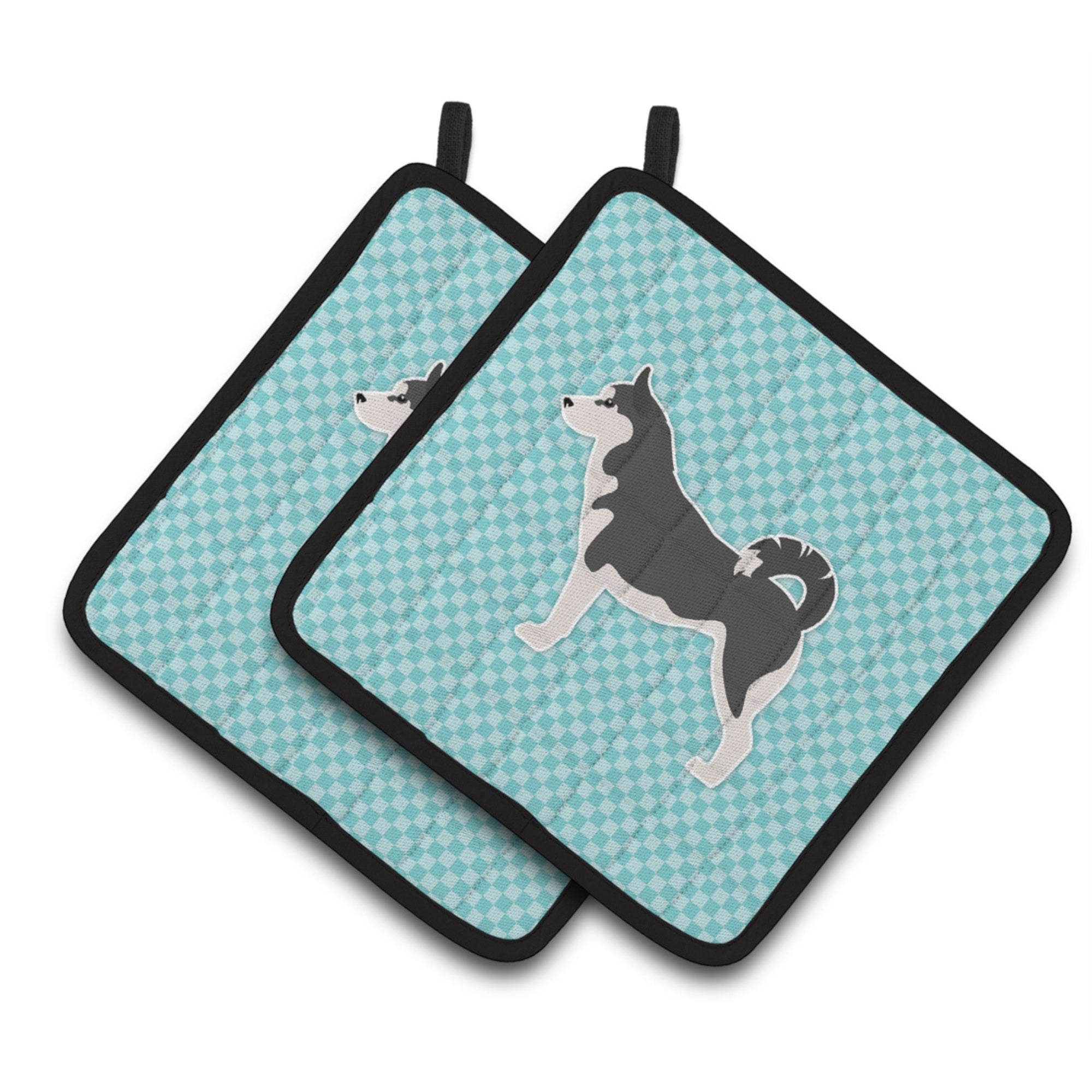 'Caroline'S Treasures Siberian Husky Checkerboard Blue Pair Of Pot Holders Bb3780Pthd, 7.5Hx7.5W, Multicolor''