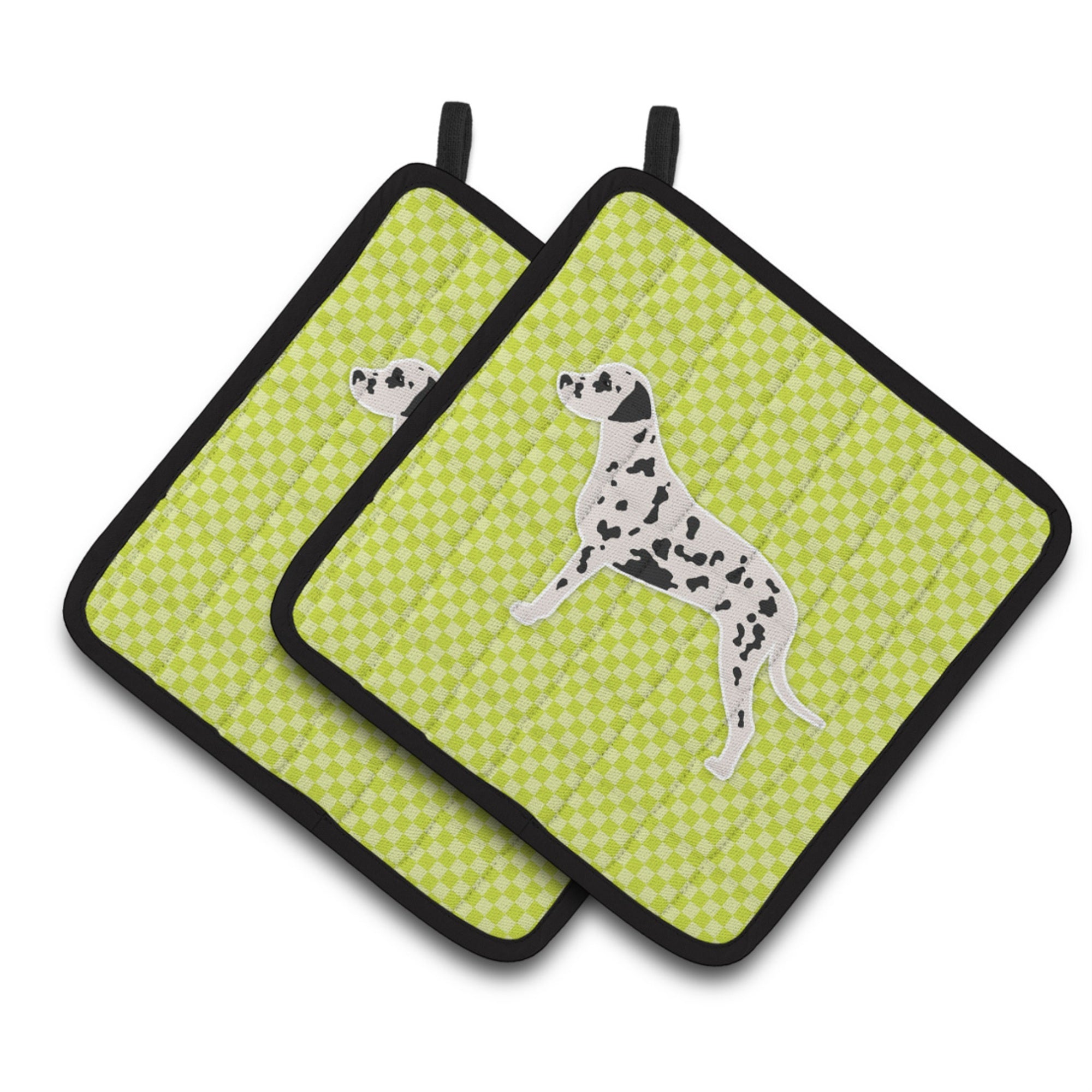 'Caroline'S Treasures Dalmatian Checkerboard Green Pair Of Pot Holders Bb3783Pthd, 7.5Hx7.5W, Multicolor''