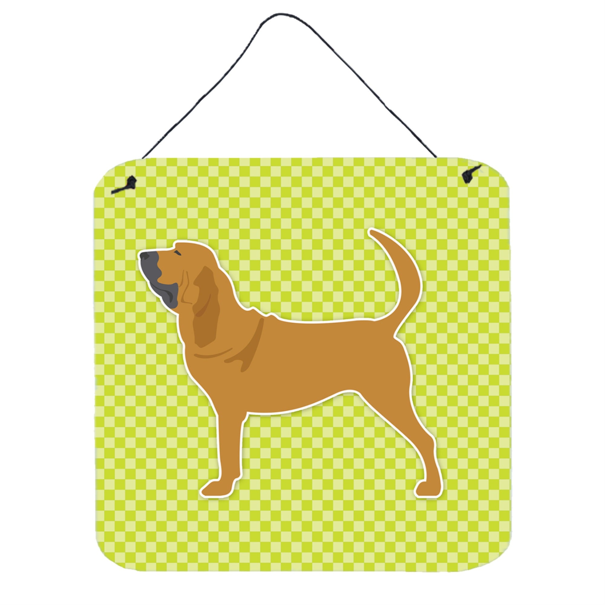 'Caroline'S Treasures Bloodhound Checkerboard Green Wall Or Door Hanging Prints Bb3784Ds66, 6'''' X 6'''', Multicolor''