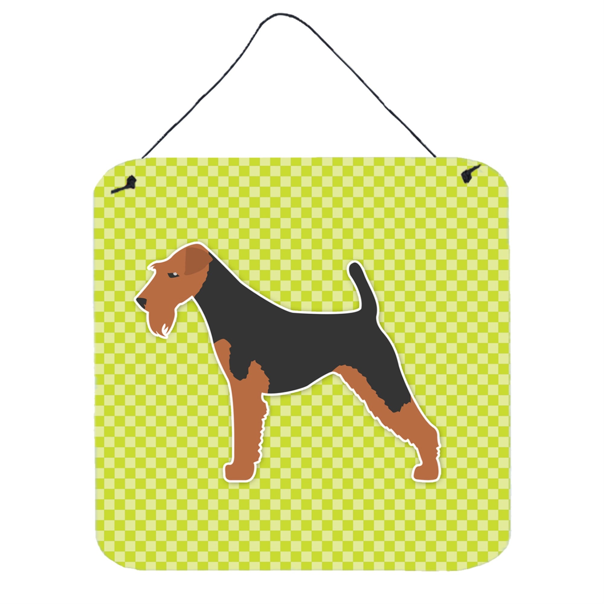 'Caroline'S Treasures Welsh Terrier Checkerboard Green Wall Or Door Hanging Prints Bb3785Ds66, 6'''' X 6'''', Multicolor''