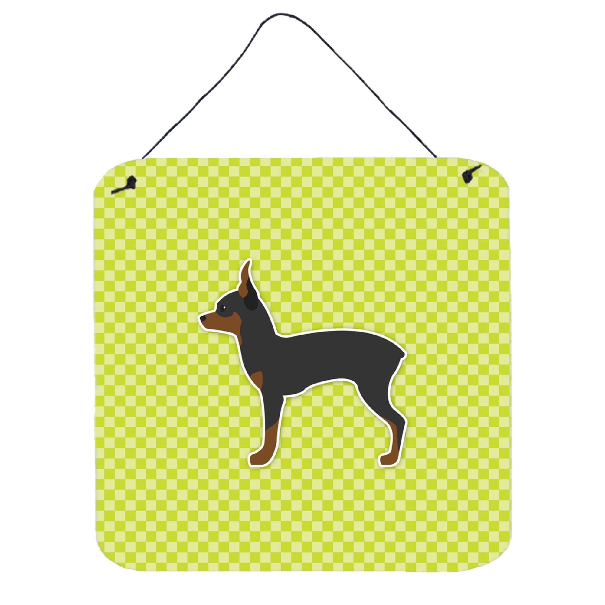 'Caroline'S Treasures Toy Fox Terrier Checkerboard Green Wall Or Door Hanging Prints Bb3787Ds66, 6'''' X 6'''', Multicolor''