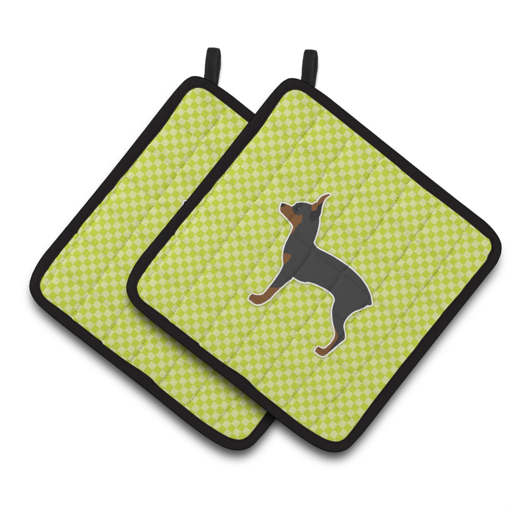 'Caroline'S Treasures Toy Fox Terrier Checkerboard Green Pair Of Pot Holders Bb3787Pthd, 7.5Hx7.5W, Multicolor''