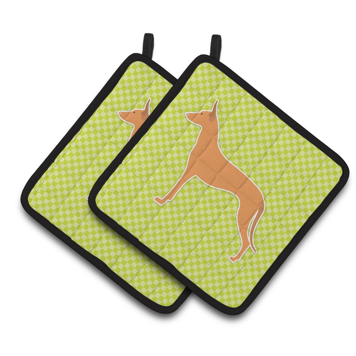'Caroline'S Treasures Pharaoh Hound Checkerboard Green Pair Of Pot Holders Bb3788Pthd, 7.5Hx7.5W, Multicolor''