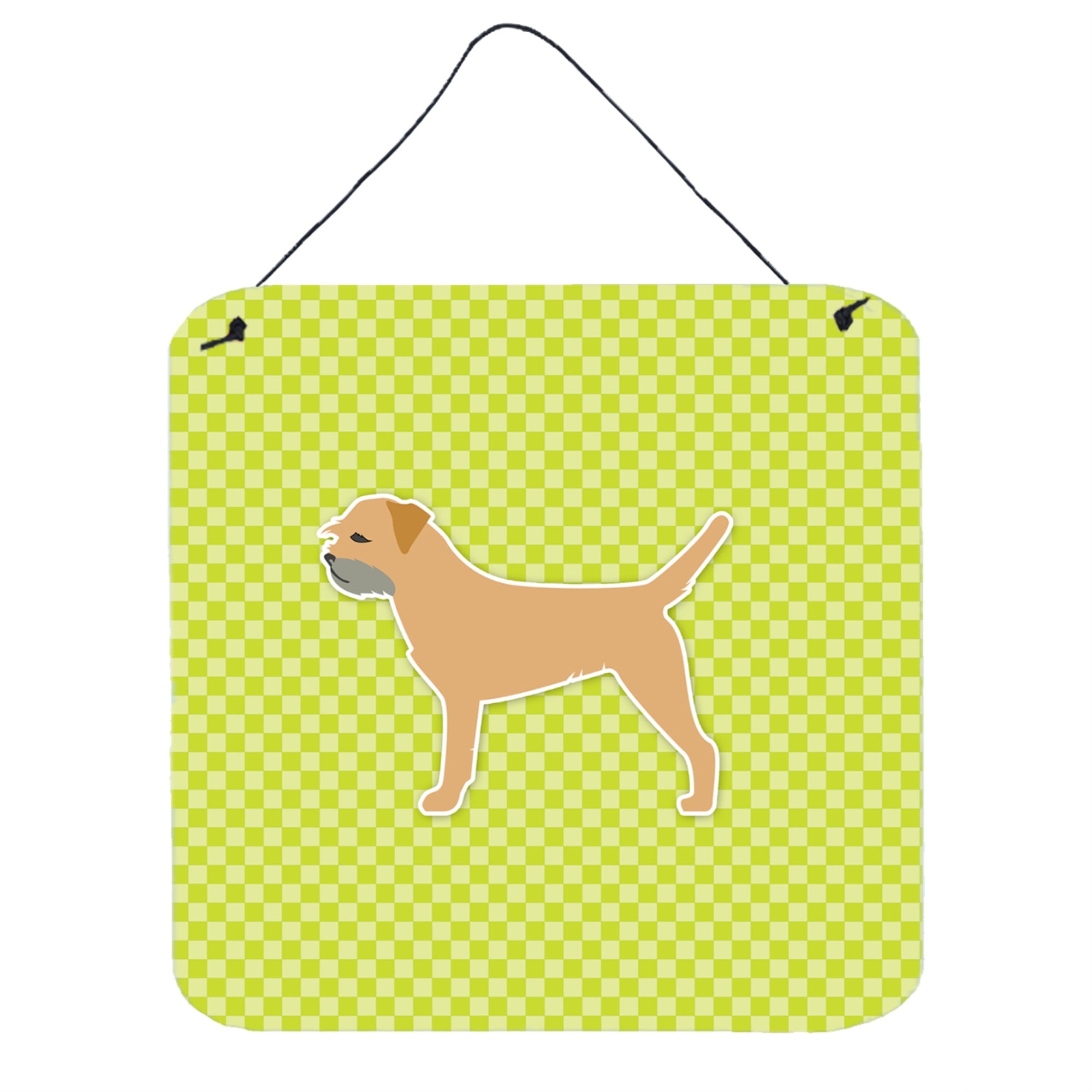 'Caroline'S Treasures Border Terrier Checkerboard Green Wall Or Door Hanging Prints Bb3789Ds66, 6'''' X 6'''', Multicolor''