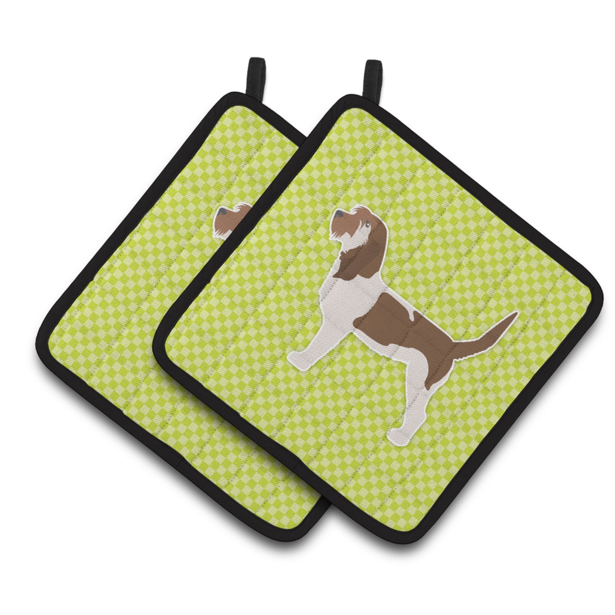 'Caroline'S Treasures Grand Basset Griffon Vendeen Checkerboard Green Pair Of Pot Holders Bb3790Pthd, 7.5Hx7.5W, Multicolor''