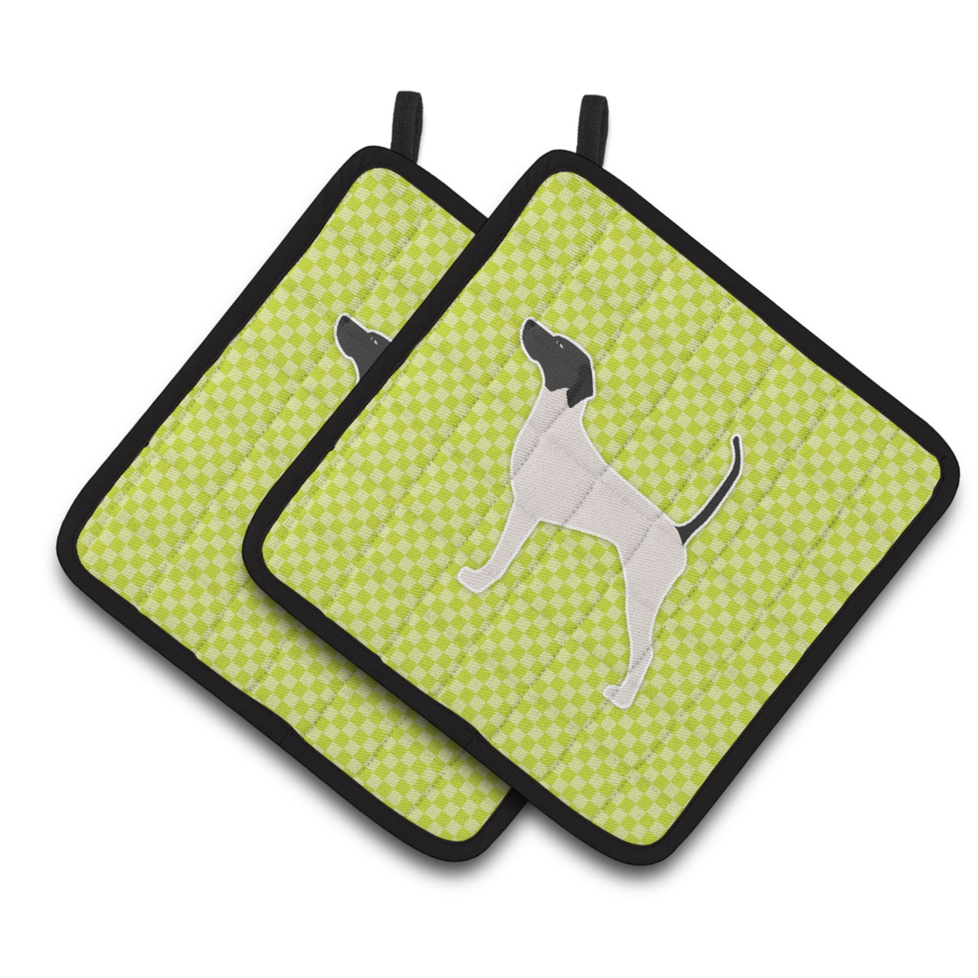 'Caroline'S Treasures English Pointer Checkerboard Green Pair Of Pot Holders Bb3795Pthd, 7.5Hx7.5W, Multicolor''