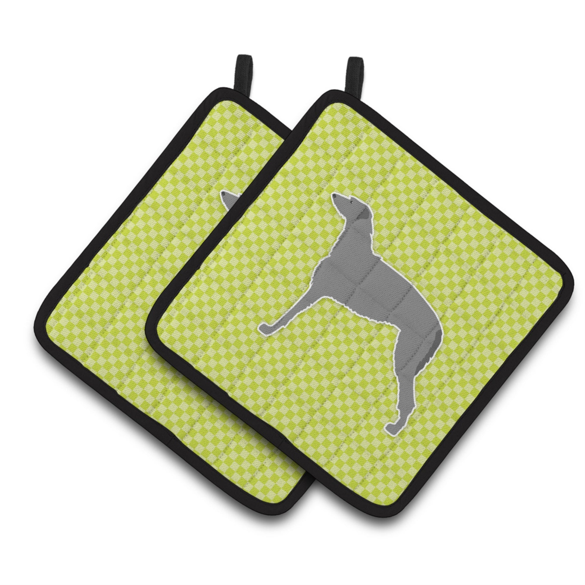 'Caroline'S Treasures Scottish Deerhound Checkerboard Green Pair Of Pot Holders Bb3796Pthd, 7.5Hx7.5W, Multicolor''
