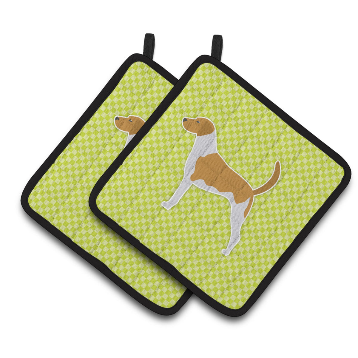 'Caroline'S Treasures American Foxhound Checkerboard Green Pair Of Pot Holders Bb3798Pthd, 7.5Hx7.5W, Multicolor''