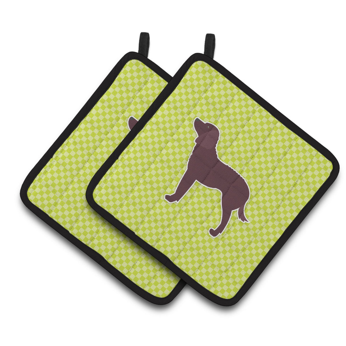 'Caroline'S Treasures American Water Spaniel Checkerboard Green Pair Of Pot Holders Bb3801Pthd, 7.5Hx7.5W, Multicolor''