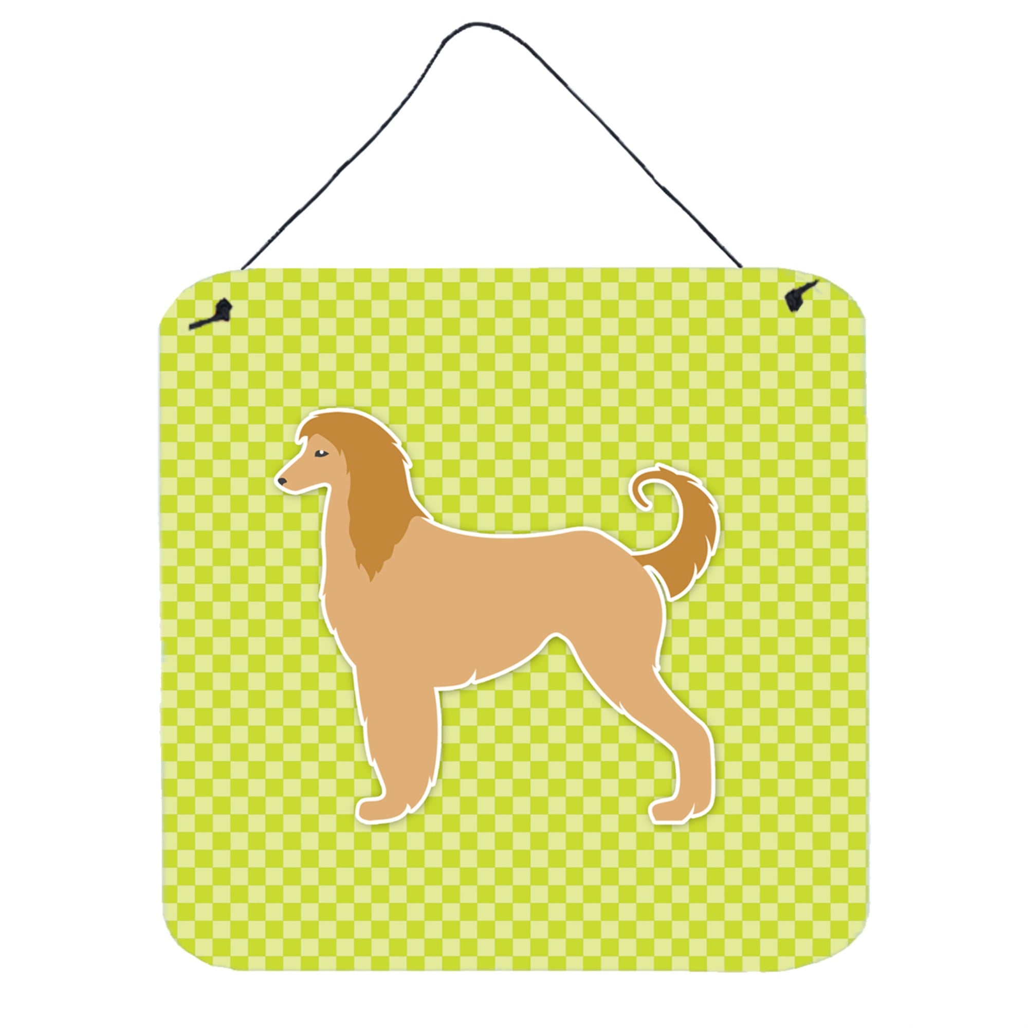 'Caroline'S Treasures Afghan Hound Checkerboard Green Wall Or Door Hanging Prints Bb3806Ds66, 6'''' X 6'''', Multicolor''