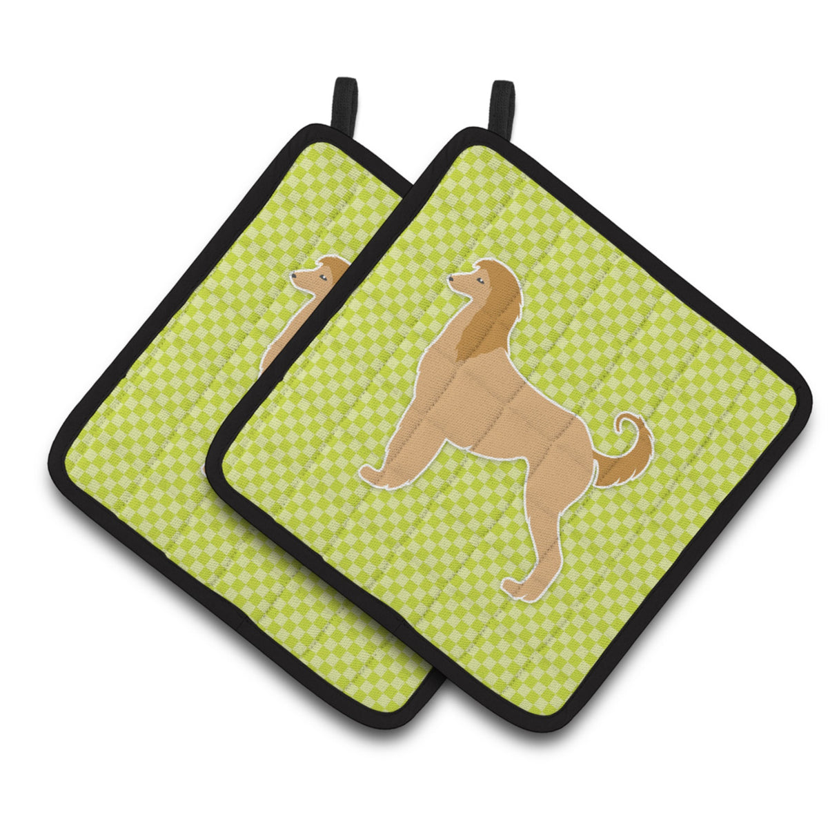'Caroline'S Treasures Afghan Hound Checkerboard Green Pair Of Pot Holders Bb3806Pthd, 7.5Hx7.5W, Multicolor''