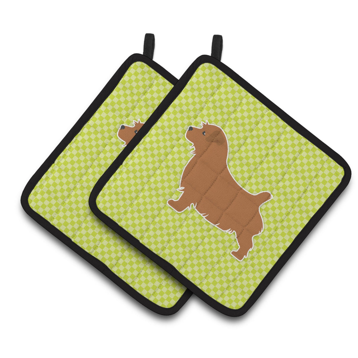 'Caroline'S Treasures Norfolk Terrier Checkerboard Green Pair Of Pot Holders Bb3809Pthd, 7.5Hx7.5W, Multicolor''