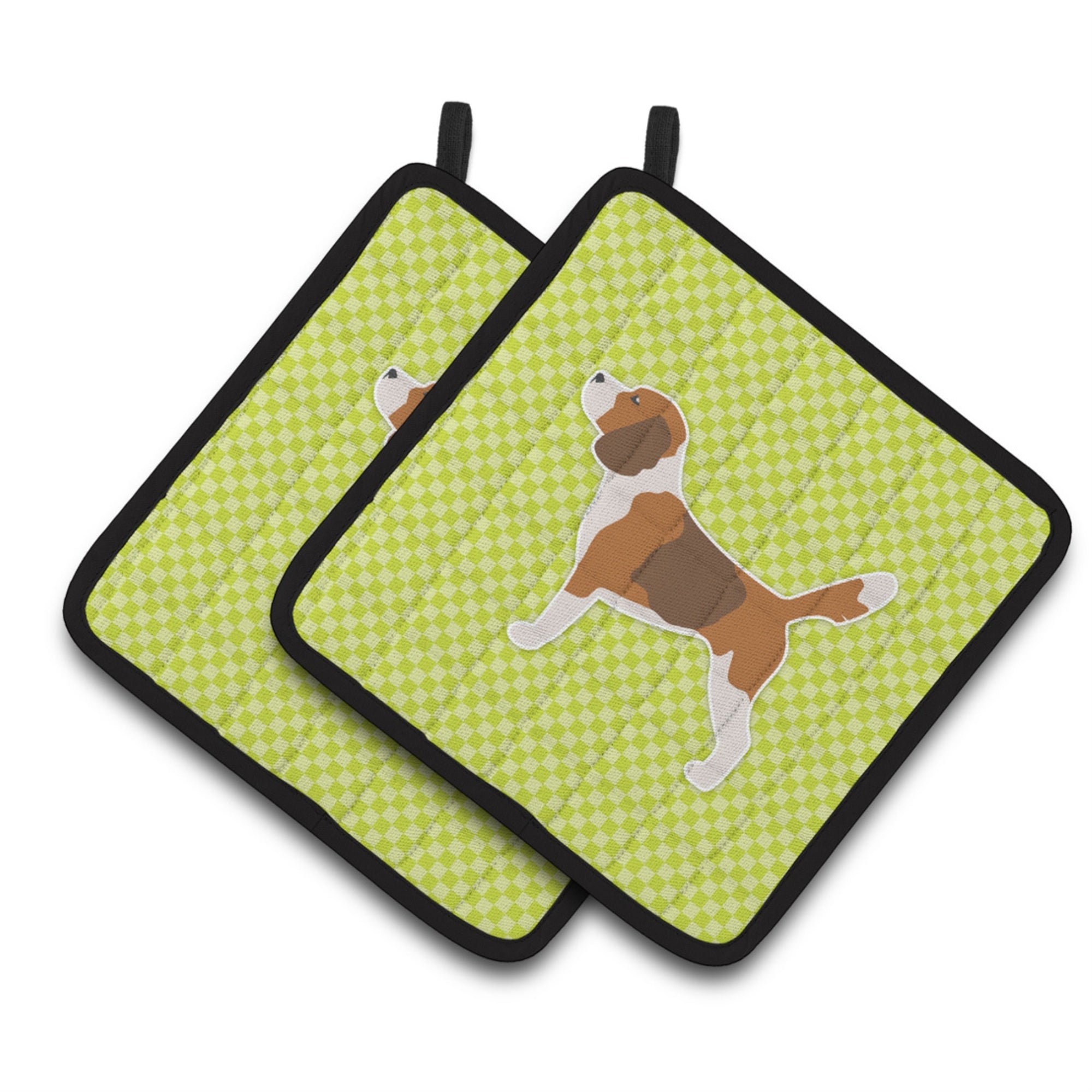 'Caroline'S Treasures Beagle Checkerboard Green Pair Of Pot Holders Bb3810Pthd, 7.5Hx7.5W, Multicolor''