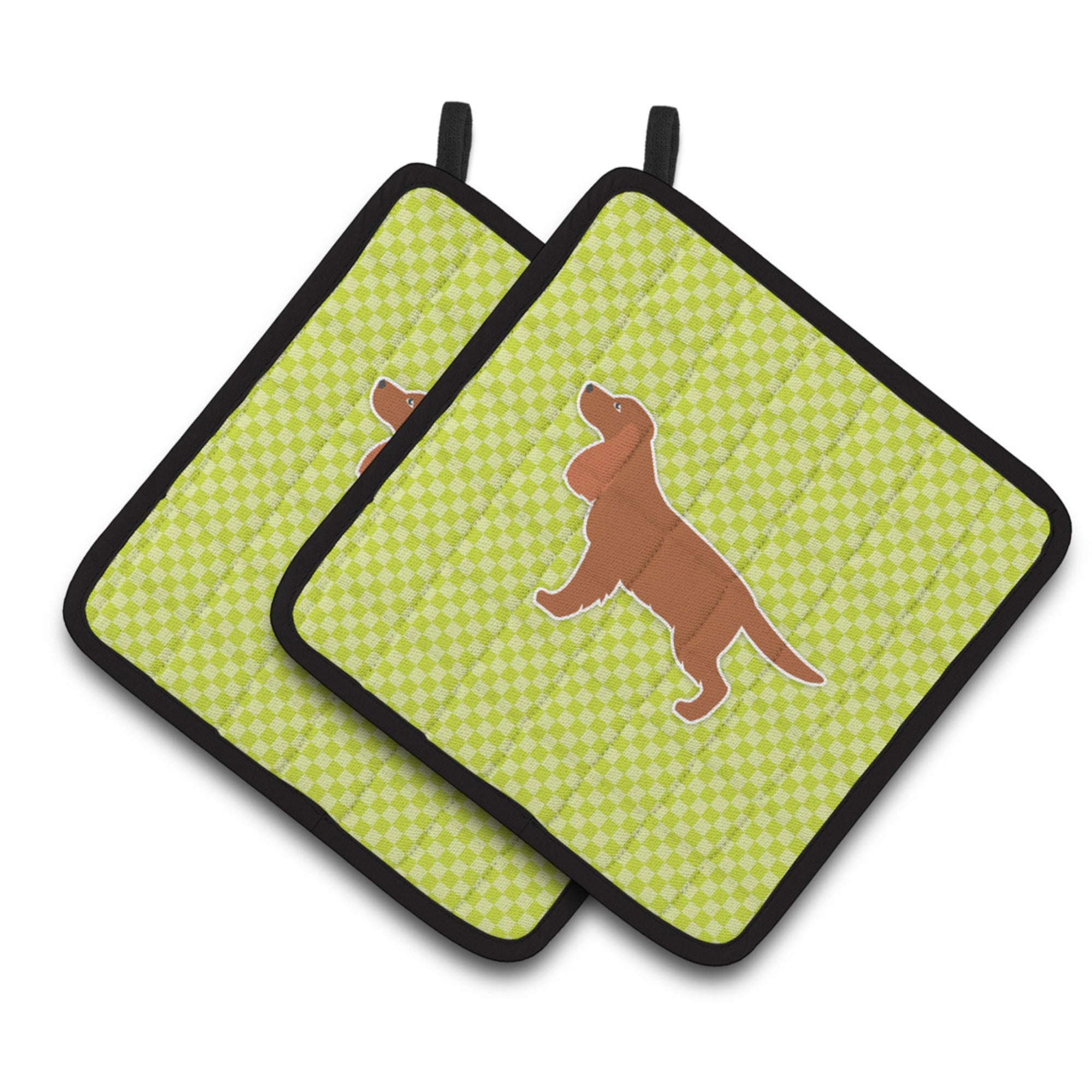 'Caroline'S Treasures English Cocker Spaniel Checkerboard Green Pair Of Pot Holders Bb3812Pthd, 7.5Hx7.5W, Multicolor''