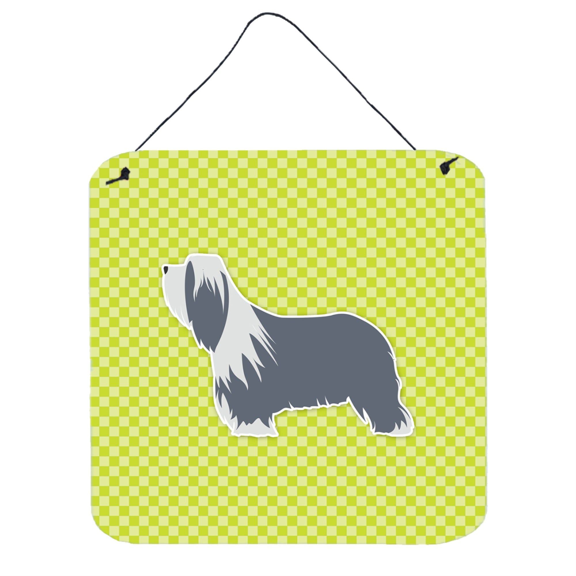 'Caroline'S Treasures Bearded Collie Checkerboard Green Wall Or Door Hanging Prints Bb3817Ds66, 6'''' X 6'''', Multicolor''