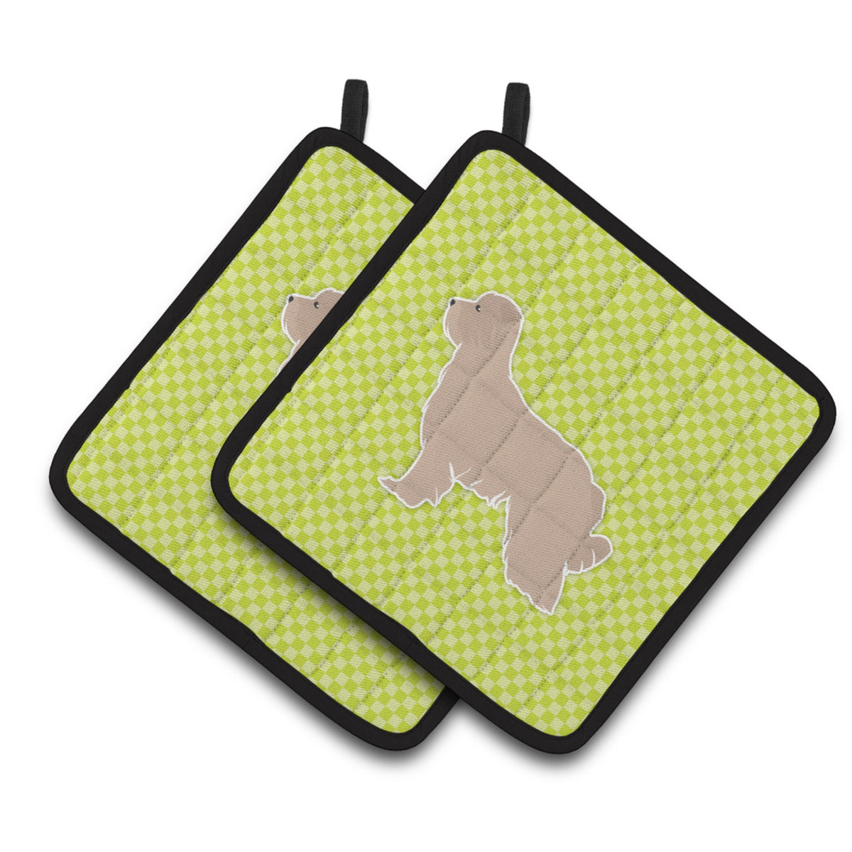 'Caroline'S Treasures Pyrenean Shepherd Checkerboard Green Pair Of Pot Holders Bb3818Pthd, 7.5Hx7.5W, Multicolor''