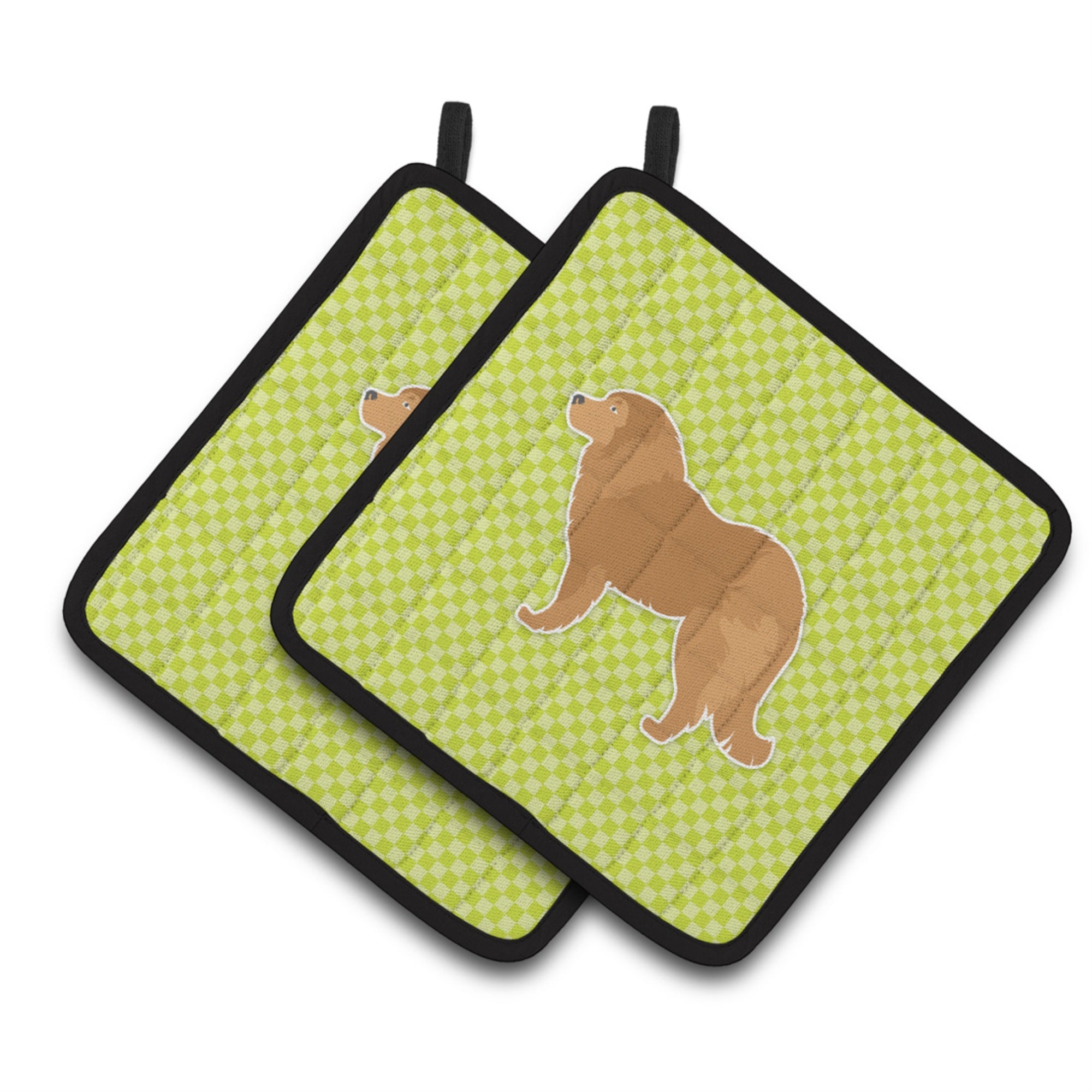 'Caroline'S Treasures Caucasian Shepherd Dog Checkerboard Green Pair Of Pot Holders Bb3825Pthd, 7.5Hx7.5W, Multicolor''
