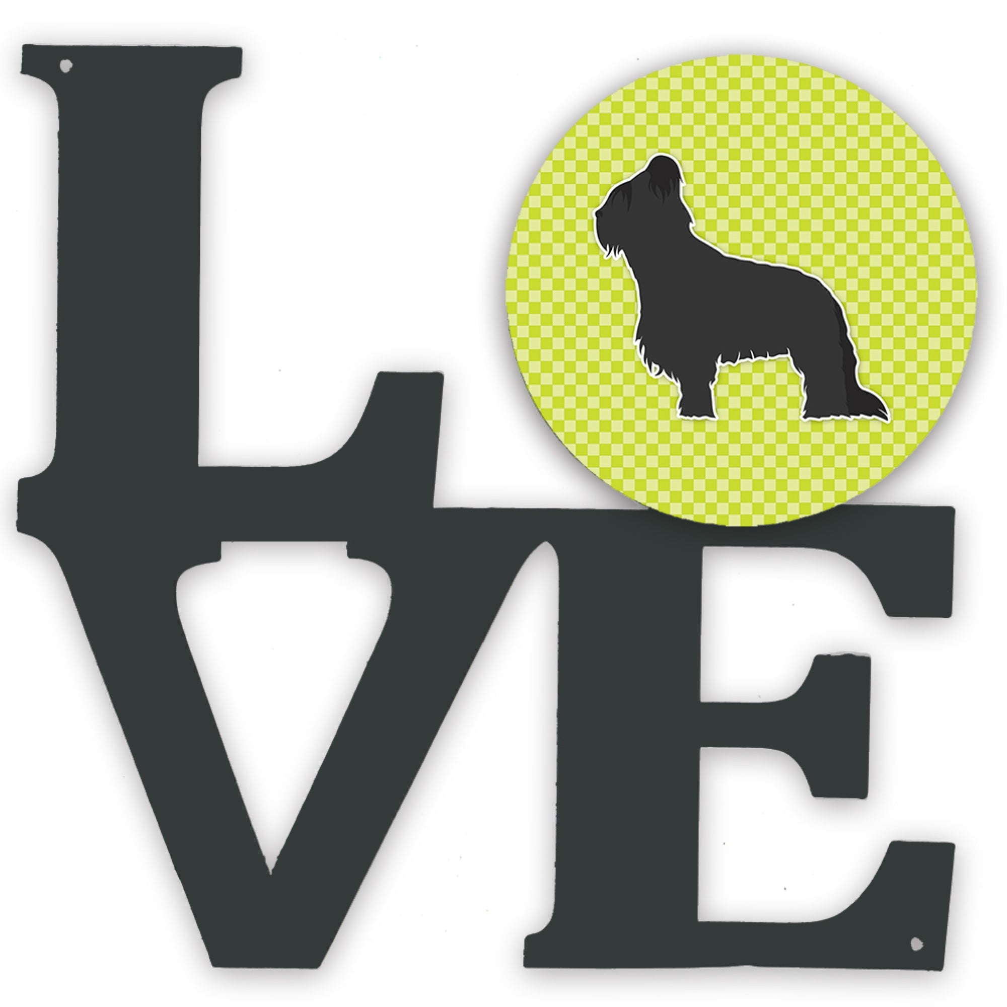 'Caroline'S Treasures Briard Checkerboard Green Metal Artwork Love Wall-Decor, Multicolor''