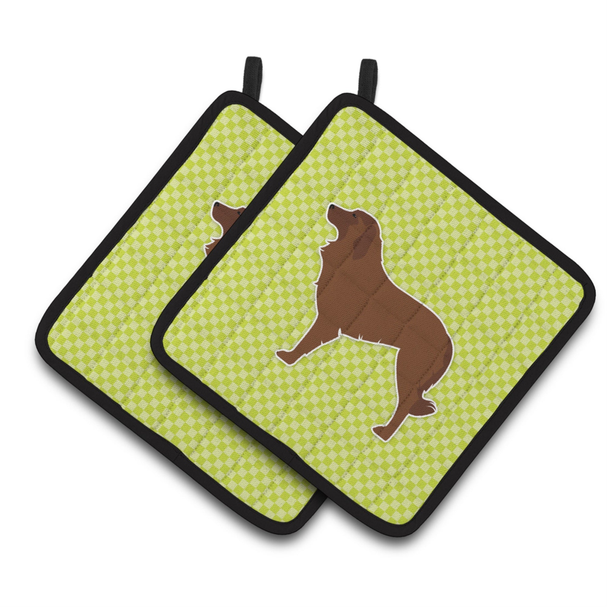 'Caroline'S Treasures Portuguese Sheepdog Dog Checkerboard Green Pair Of Pot Holders Bb3831Pthd, 7.5Hx7.5W, Multicolor''