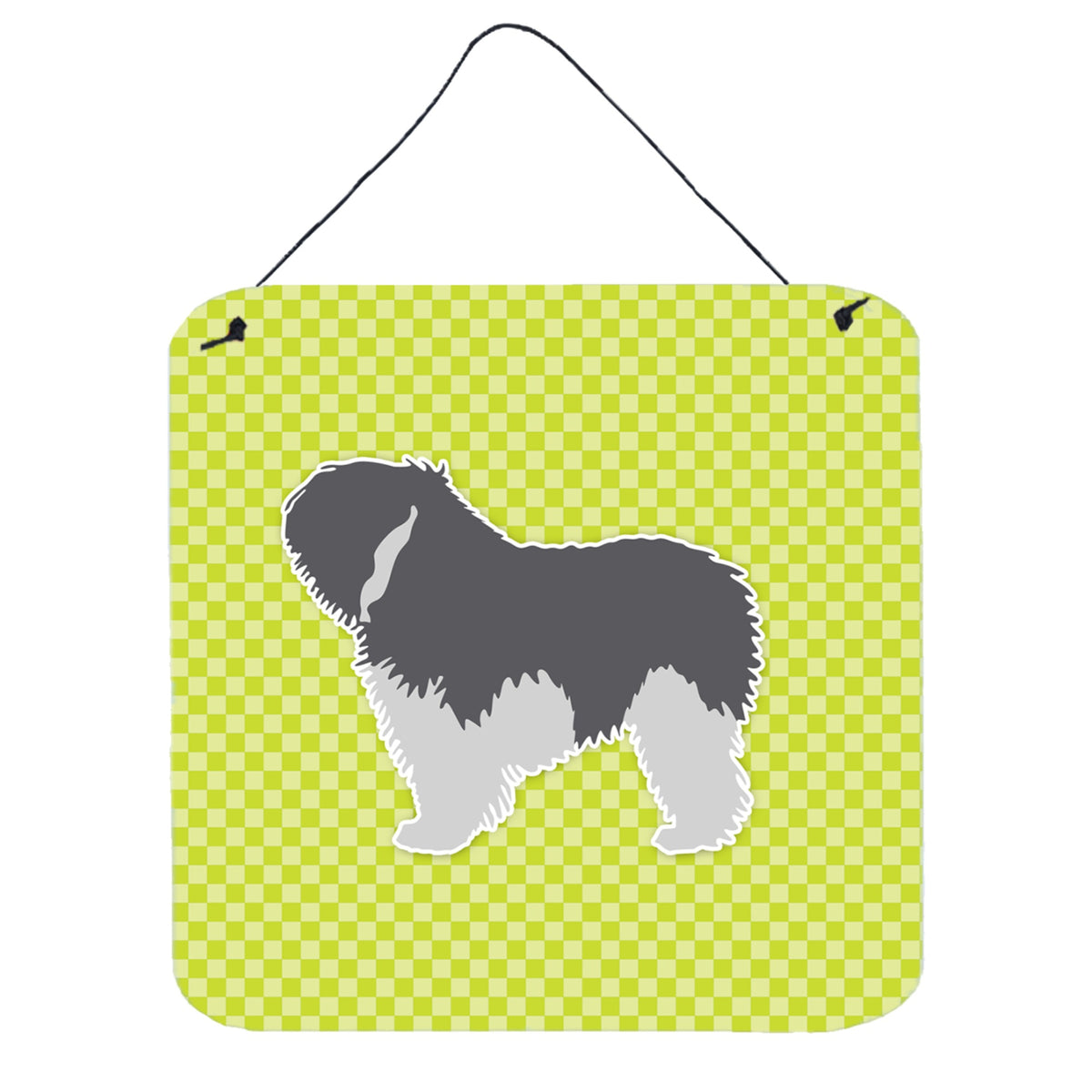 'Caroline'S Treasures Polish Lowland Sheepdog Dog Checkerboard Green Wall Or Door Hanging Prints Bb3832Ds66, 6'''' X 6'''', Mul