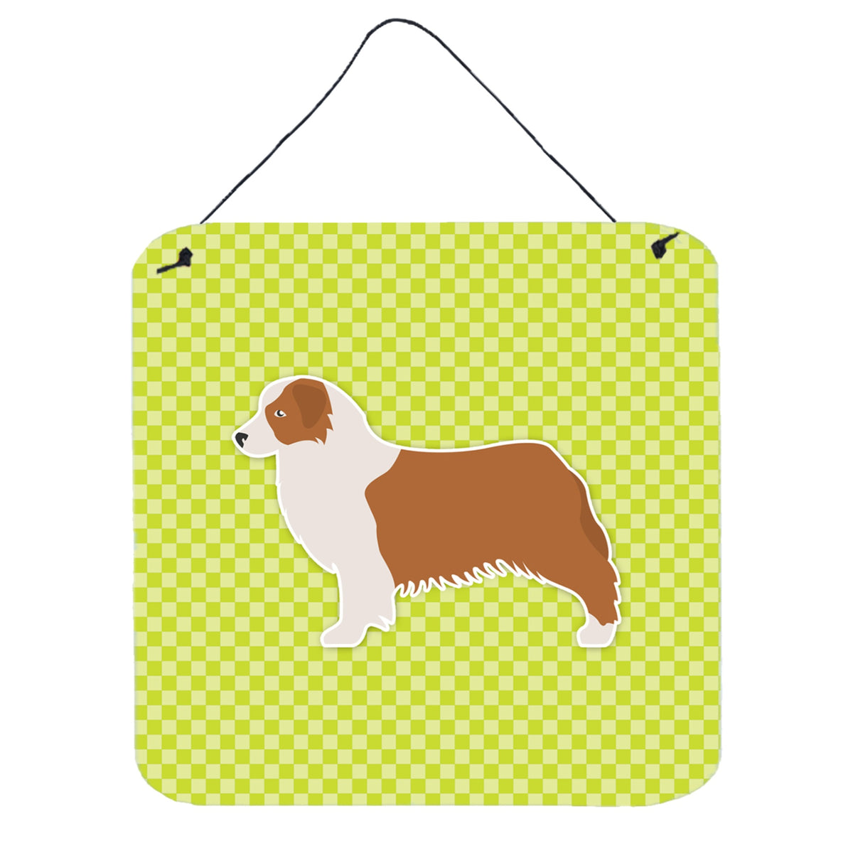'Caroline'S Treasures Australian Shepherd Dog Checkerboard Green Wall Or Door Hanging Prints Bb3833Ds66, 6'''' X 6'''', Multico