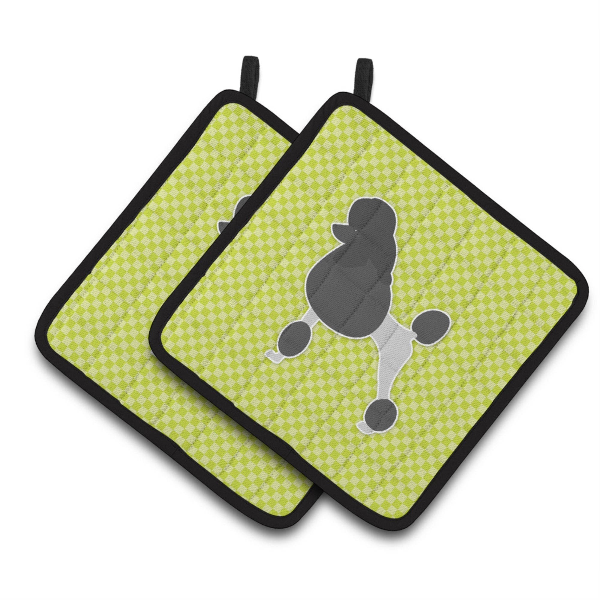 'Caroline'S Treasures Poodle Checkerboard Green Pair Of Pot Holders Bb3839Pthd, 7.5Hx7.5W, Multicolor''