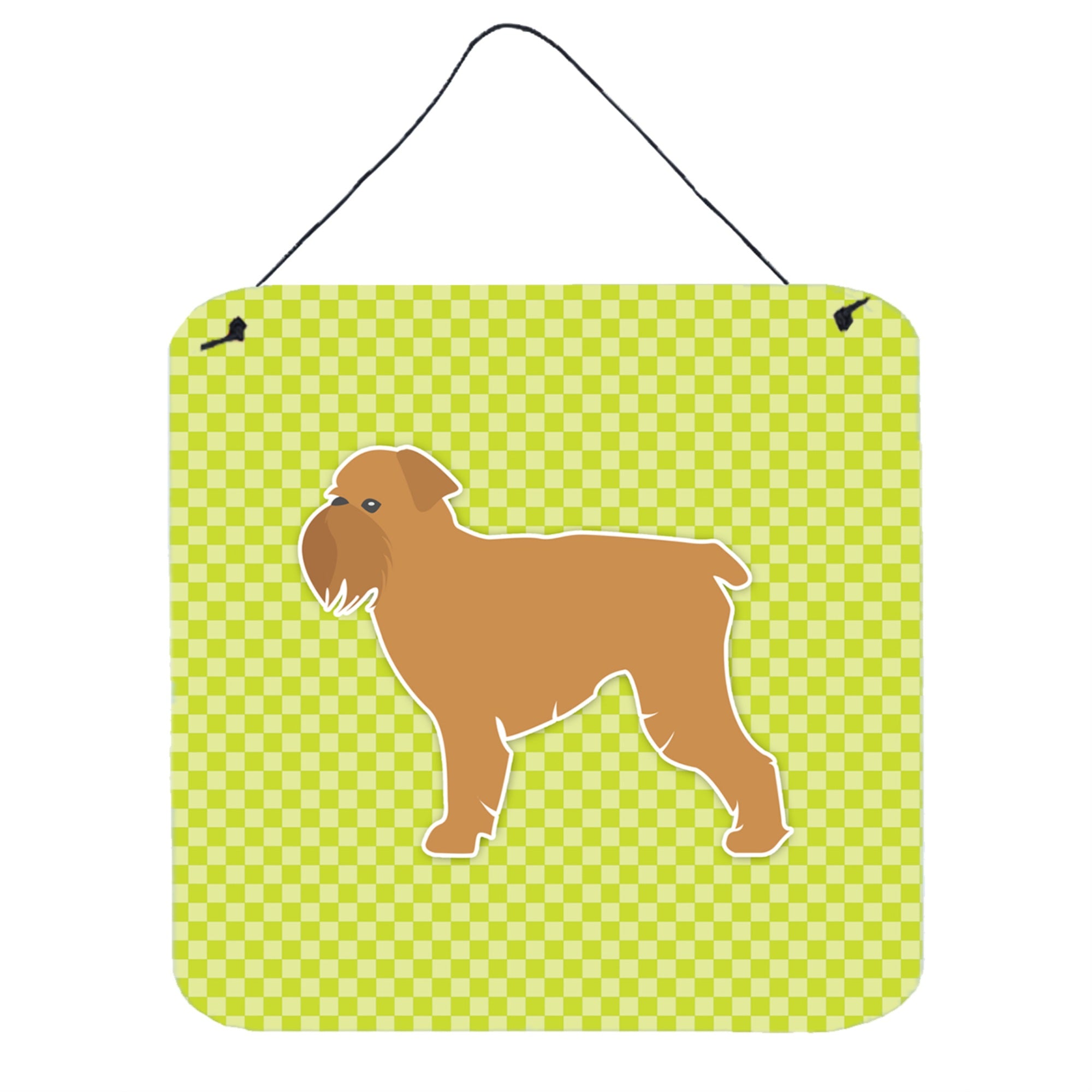 'Caroline'S Treasures Brussels Griffon Checkerboard Green Wall Or Door Hanging Prints Bb3840Ds66, 6'''' X 6'''', Multicolor''