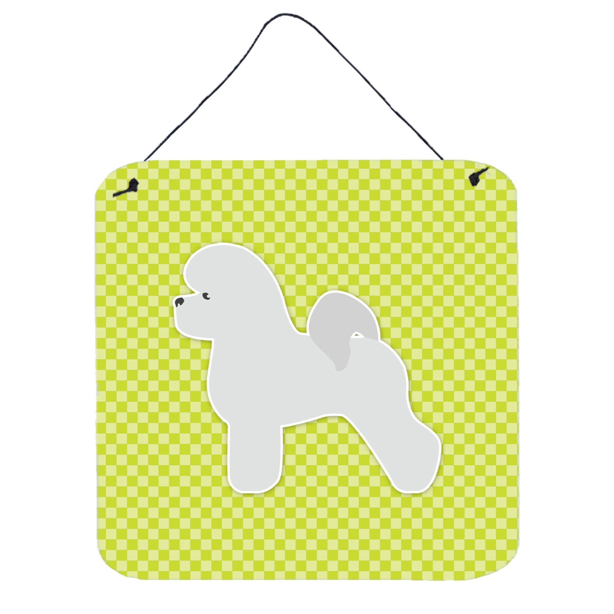 'Caroline'S Treasures Bichon Frise Checkerboard Green Wall Or Door Hanging Prints Bb3845Ds66, 6'''' X 6'''', Multicolor''