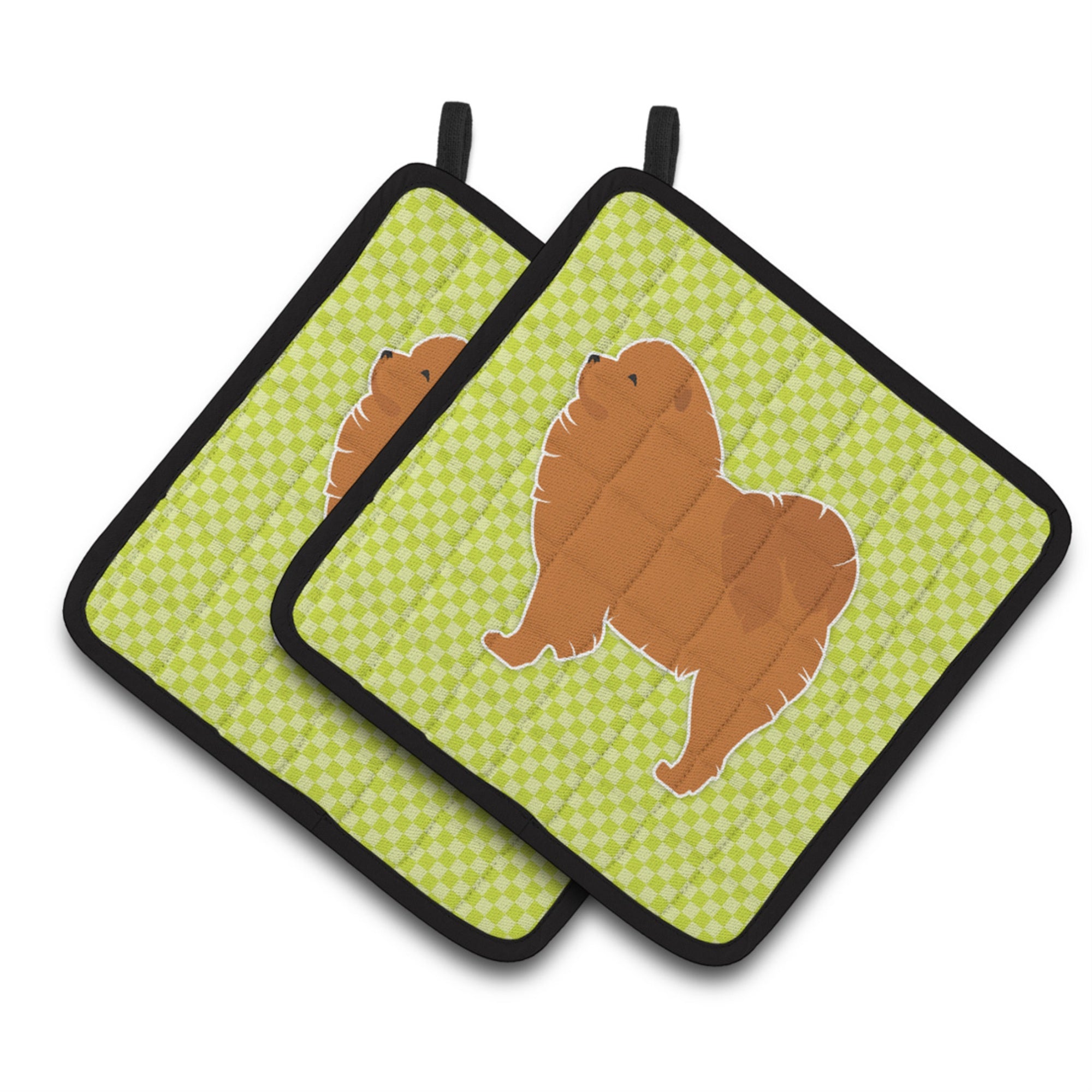 'Caroline'S Treasures Chow Checkerboard Green Pair Of Pot Holders Bb3851Pthd, 7.5Hx7.5W, Multicolor''