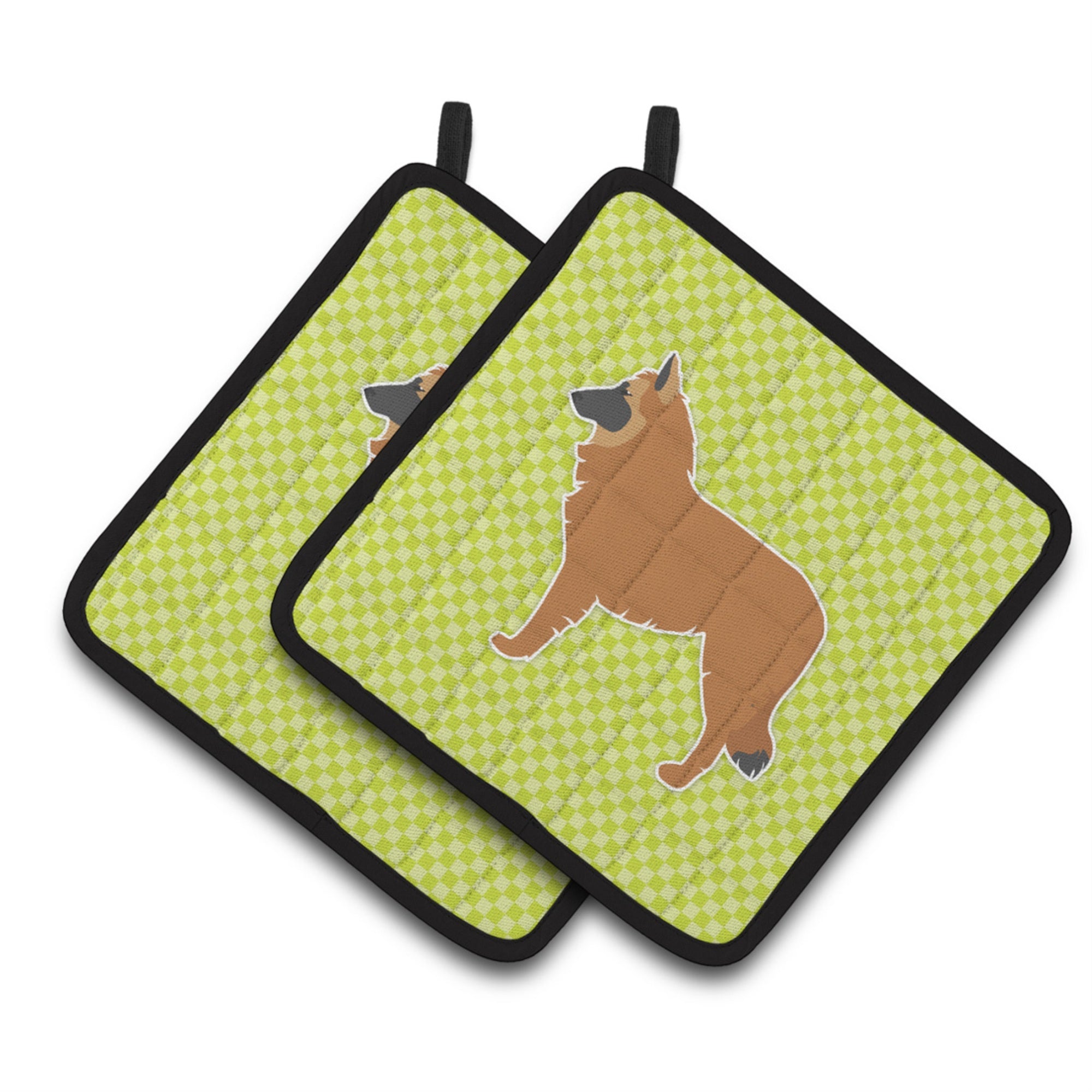 'Caroline'S Treasures Belgian Shepherd Checkerboard Green Pair Of Pot Holders Bb3861Pthd, 7.5Hx7.5W, Multicolor''