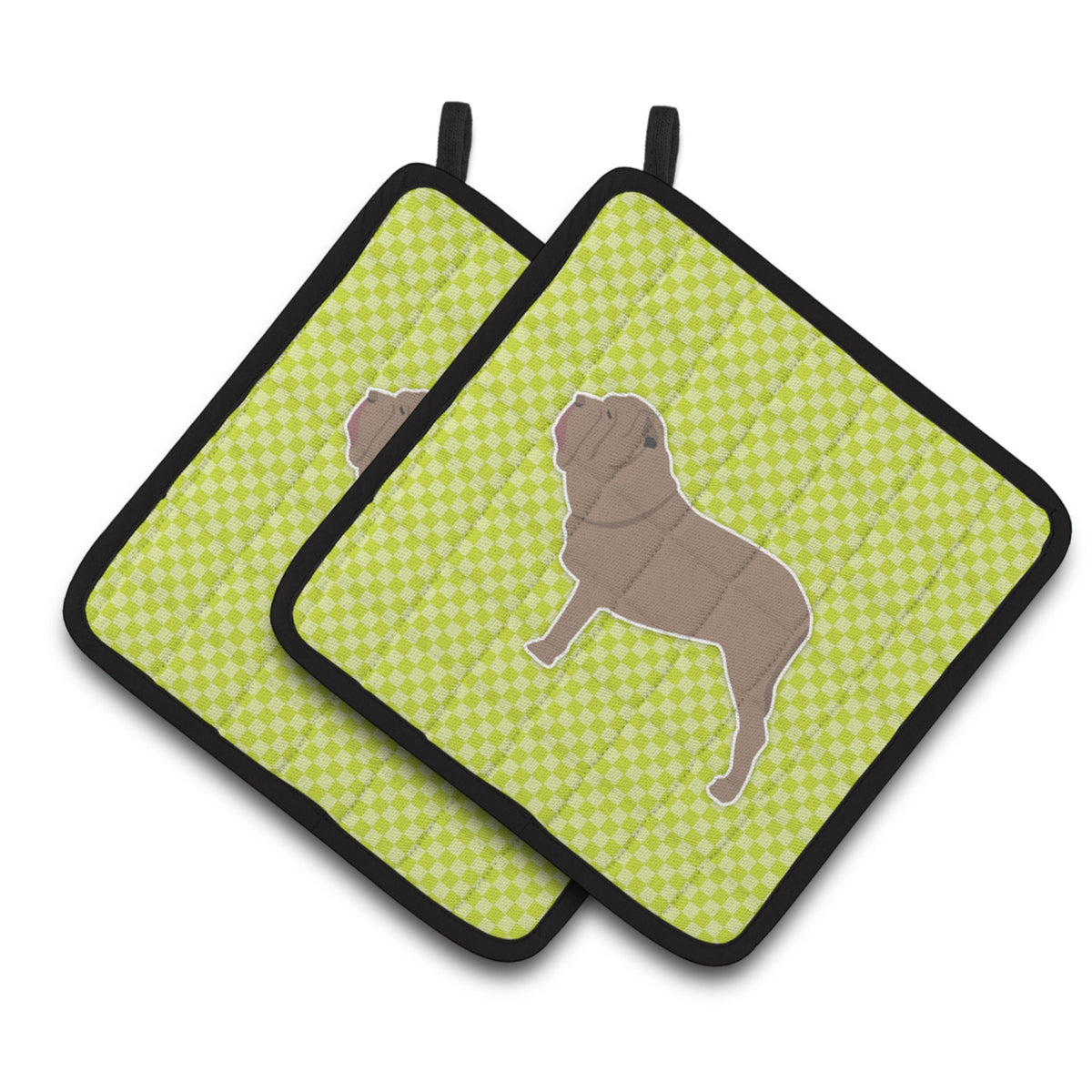 'Caroline'S Treasures Neapolitan Mastiff Checkerboard Green Pair Of Pot Holders Bb3865Pthd, 7.5Hx7.5W, Multicolor''