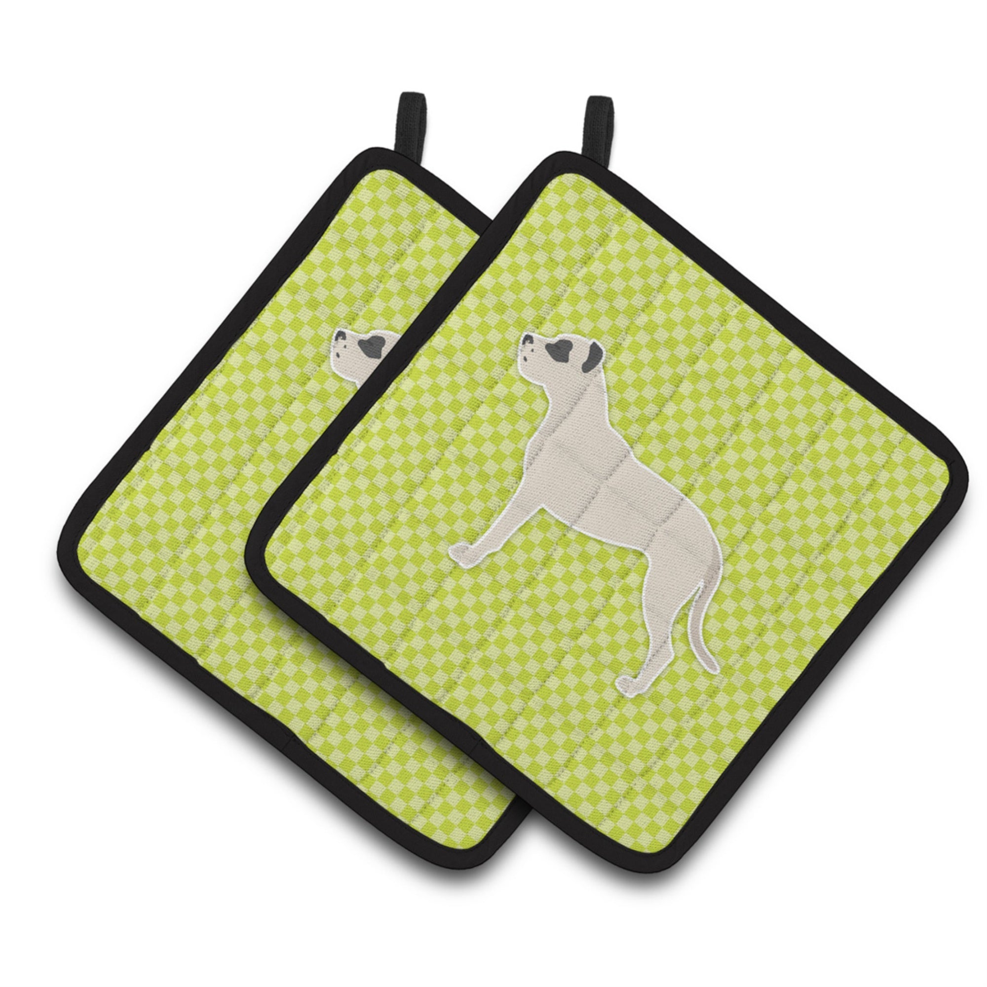 'Caroline'S Treasures Dogo Argentino Checkerboard Green Pair Of Pot Holders Bb3867Pthd, 7.5Hx7.5W, Multicolor''