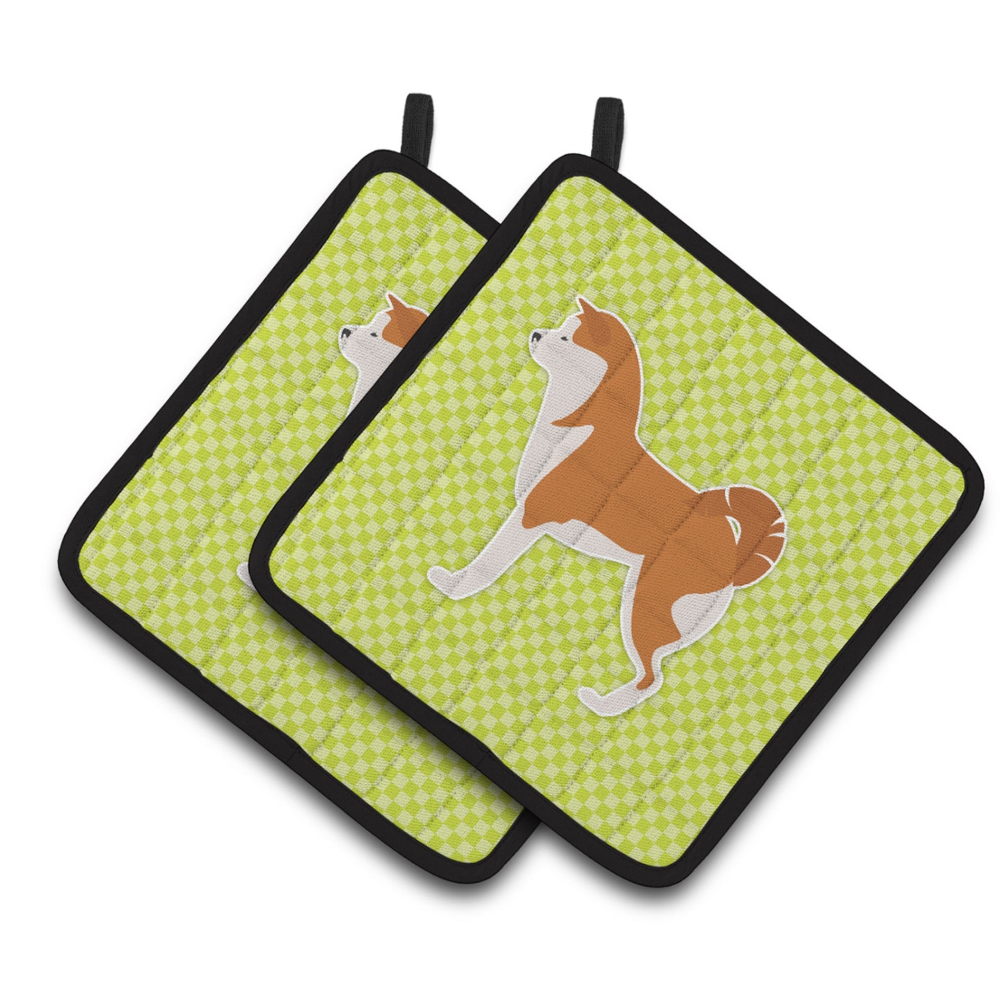 'Caroline'S Treasures Akita Checkerboard Green Pair Of Pot Holders Bb3872Pthd, 7.5Hx7.5W, Multicolor''