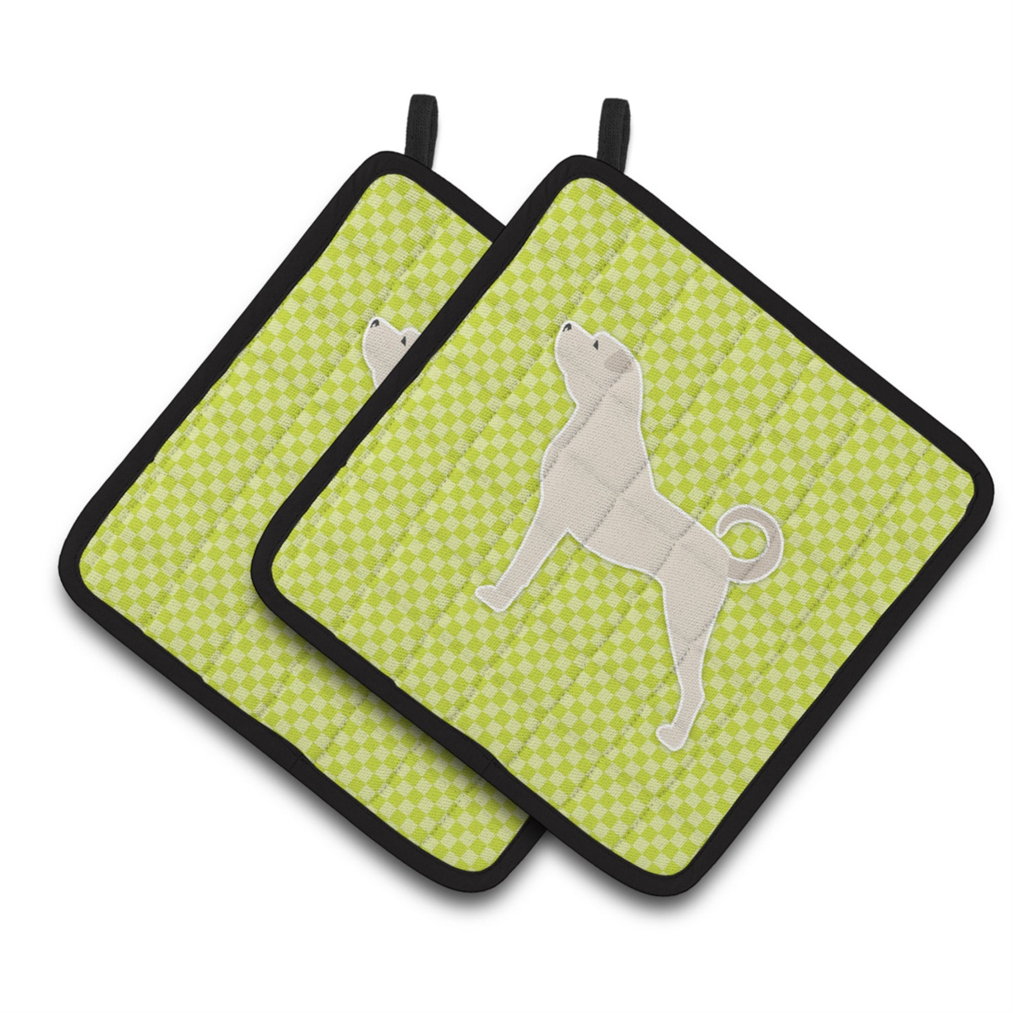 'Caroline'S Treasures Anatolian Shepherd Checkerboard Green Pair Of Pot Holders Bb3877Pthd, 7.5Hx7.5W, Multicolor''