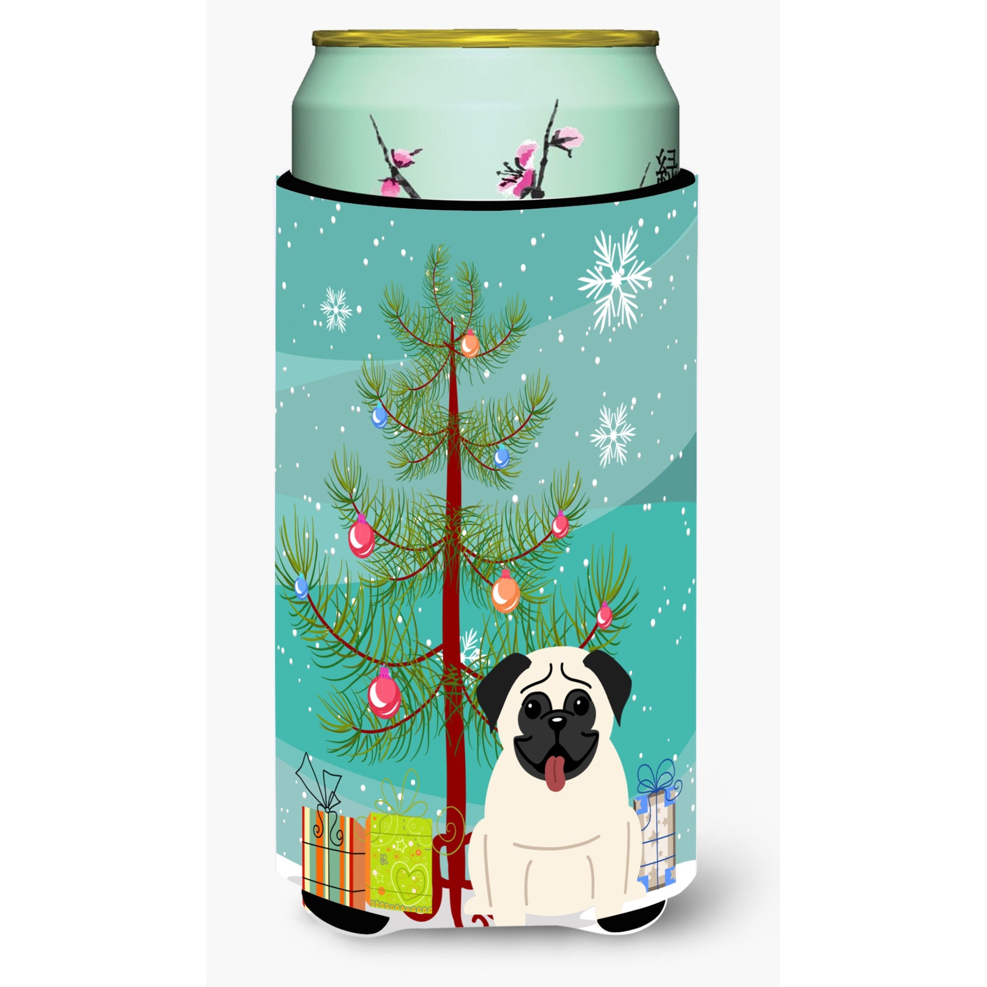 'Caroline'S Treasures Merry Christmas Tree Pug Cream Tall Boy Beverage Insulator Hugger Bb4129Tbc, Multicolor''