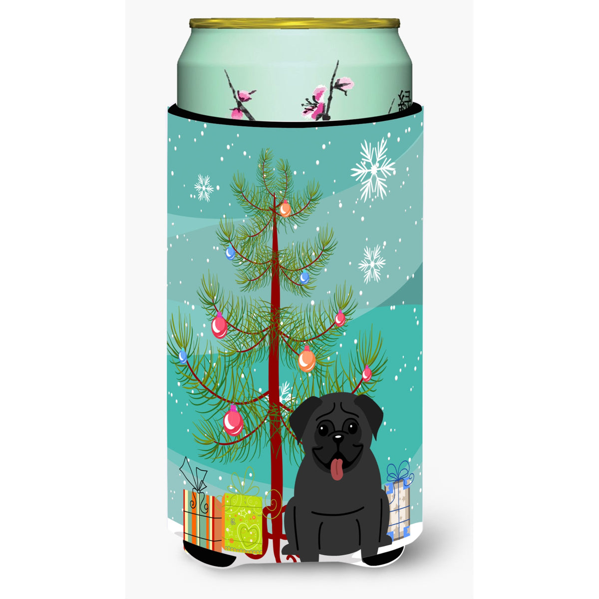 'Caroline'S Treasures Merry Christmas Tree Pug Black Tall Boy Beverage Insulator Hugger Bb4131Tbc, Multicolor''