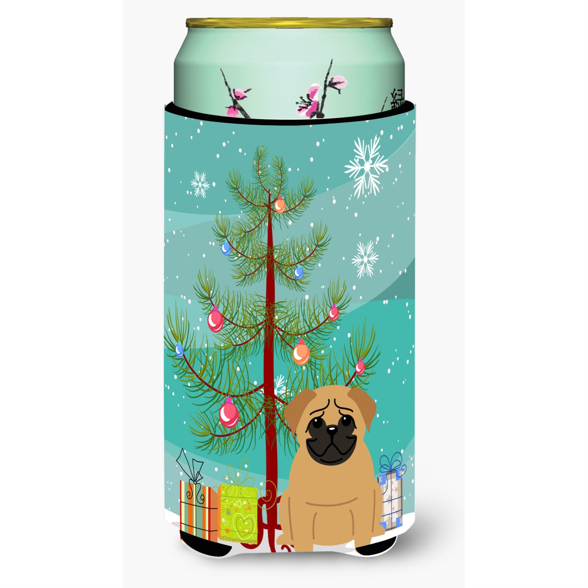 'Caroline'S Treasures Merry Christmas Tree Pug Brown Tall Boy Beverage Insulator Hugger Bb4132Tbc, Multicolor''