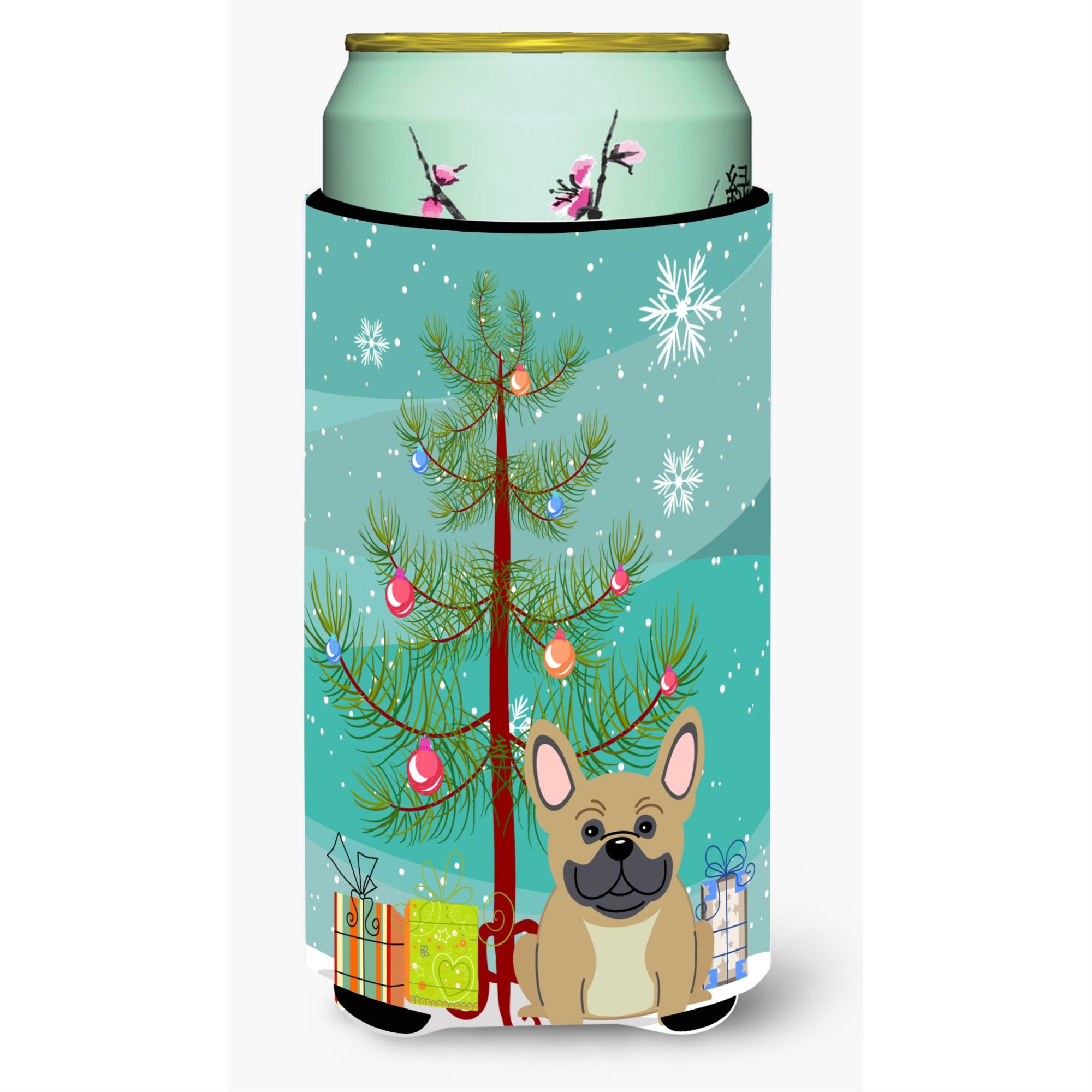 'Caroline'S Treasures Merry Christmas Tree French Bulldog Cream Tall Boy Beverage Insulator Hugger Bb4135Tbc, Multicolor''