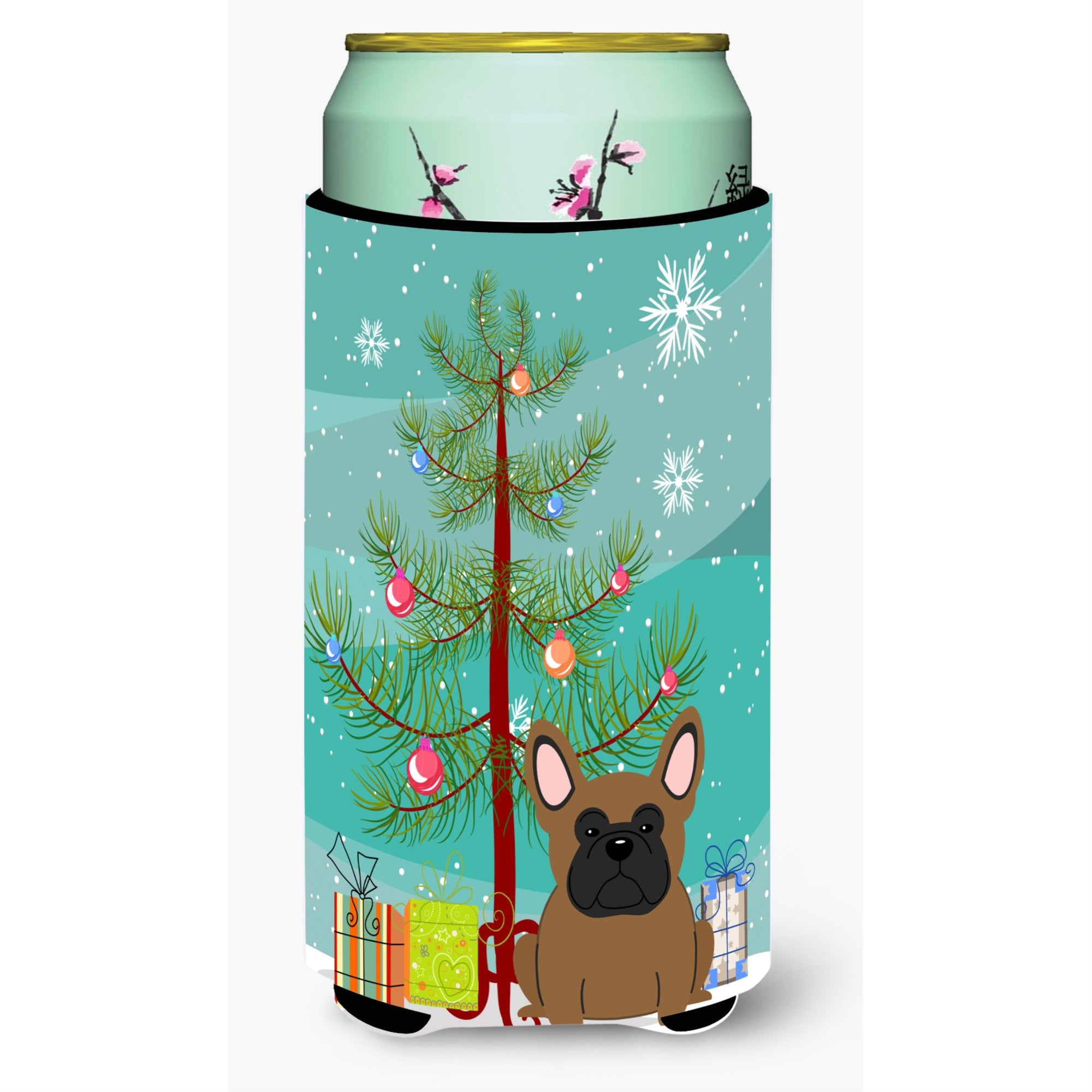 'Caroline'S Treasures Merry Christmas Tree French Bulldog Brown Tall Boy Beverage Insulator Hugger Bb4138Tbc, Multicolor''