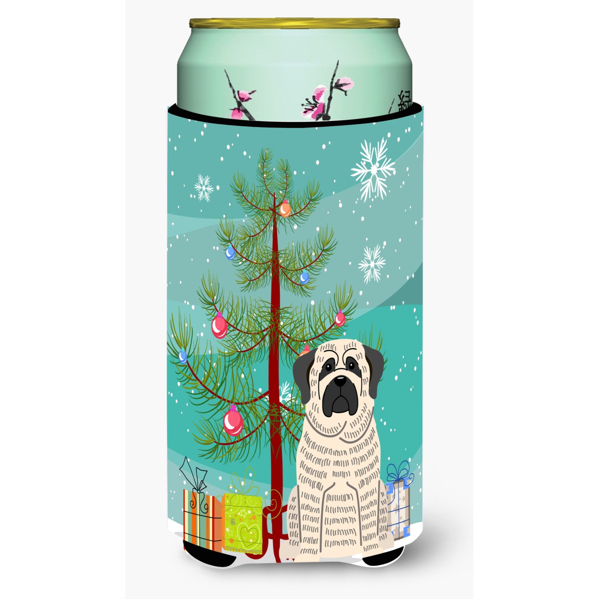 'Caroline'S Treasures Merry Christmas Tree Mastiff Brindle White Tall Boy Beverage Insulator Hugger Bb4141Tbc, Multicolor''