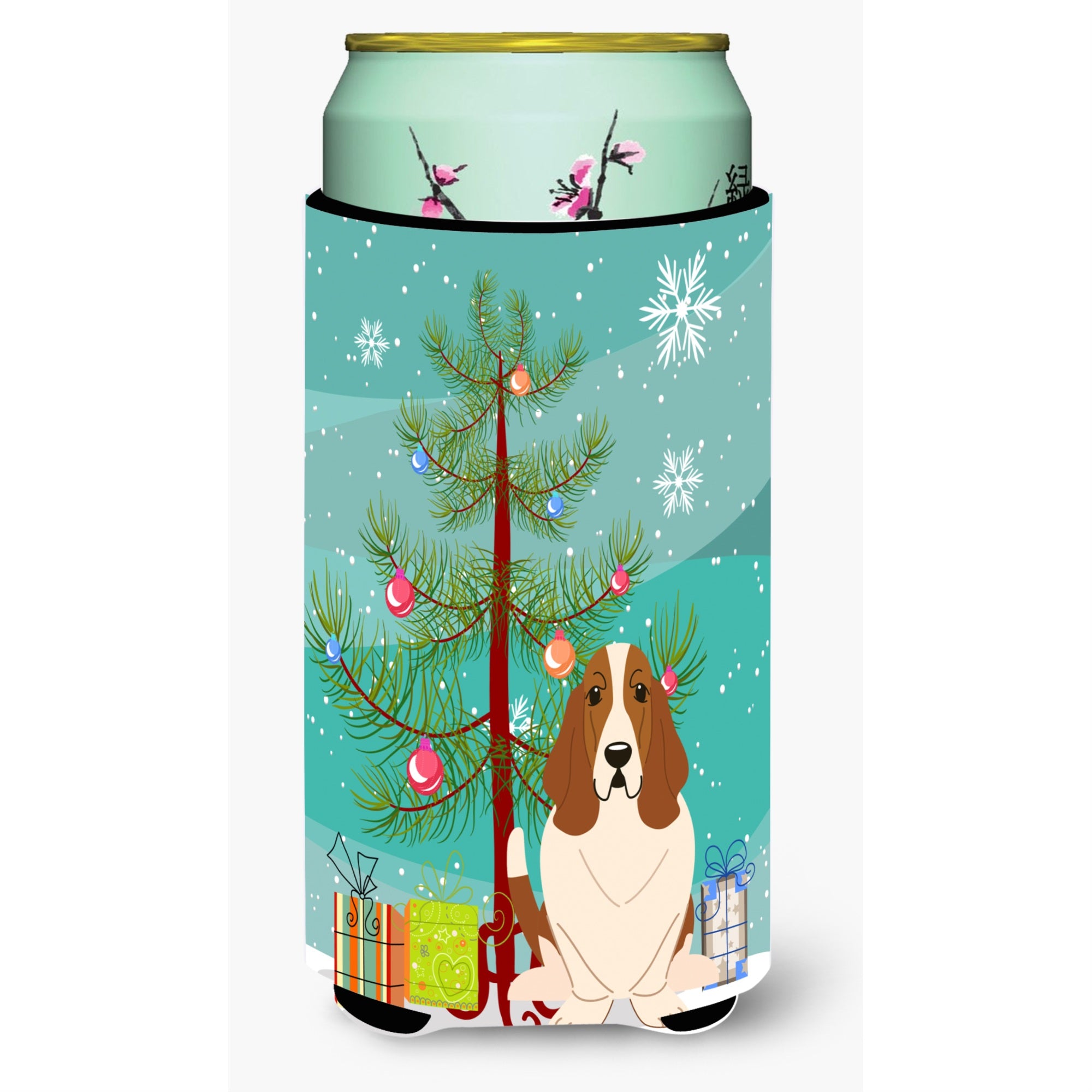 'Caroline'S Treasures Merry Christmas Tree Basset Hound Tall Boy Beverage Insulator Hugger Bb4146Tbc, Multicolor''